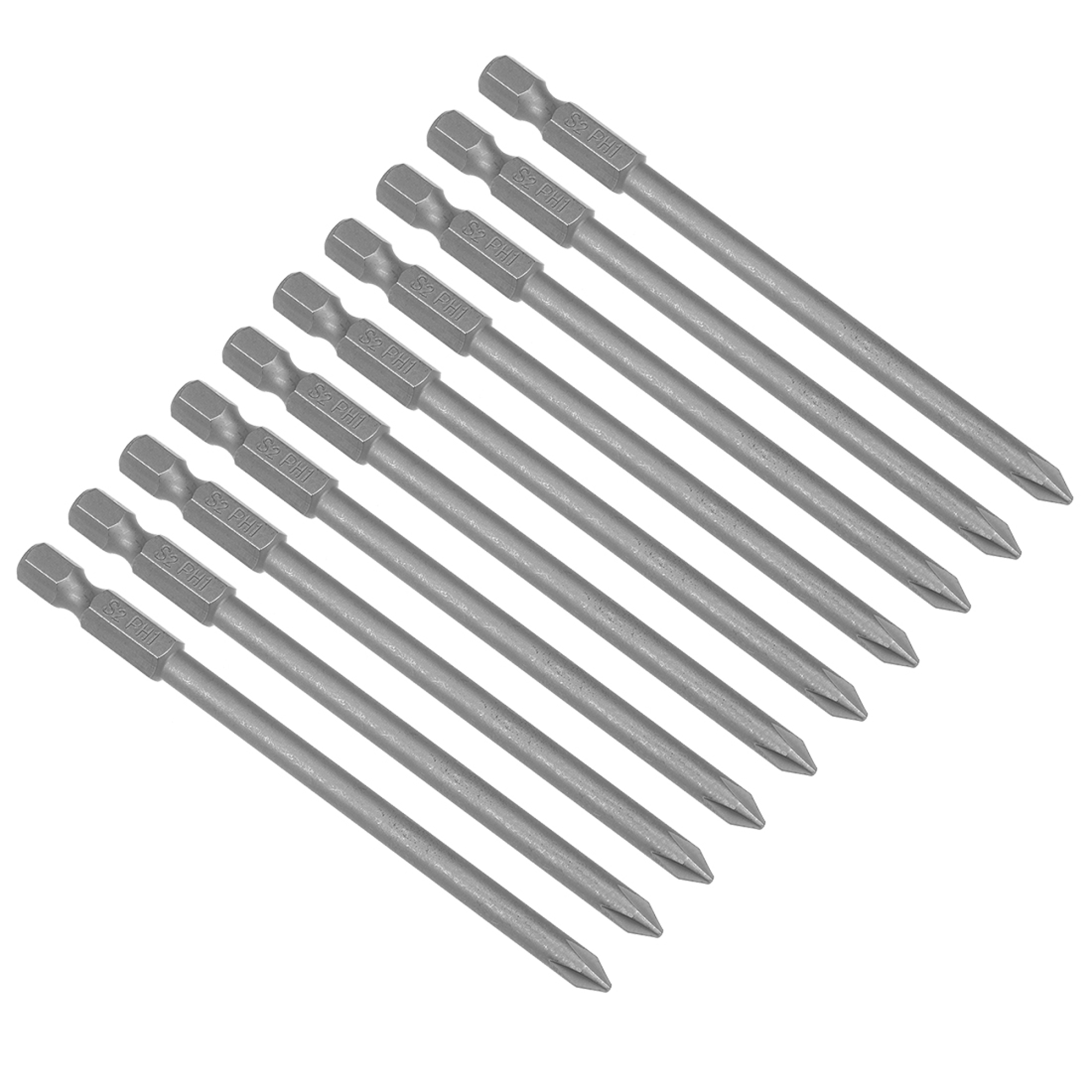 10pcs 5mm PH1 Magnetic Phillips Bits Set, 4" Hex S2