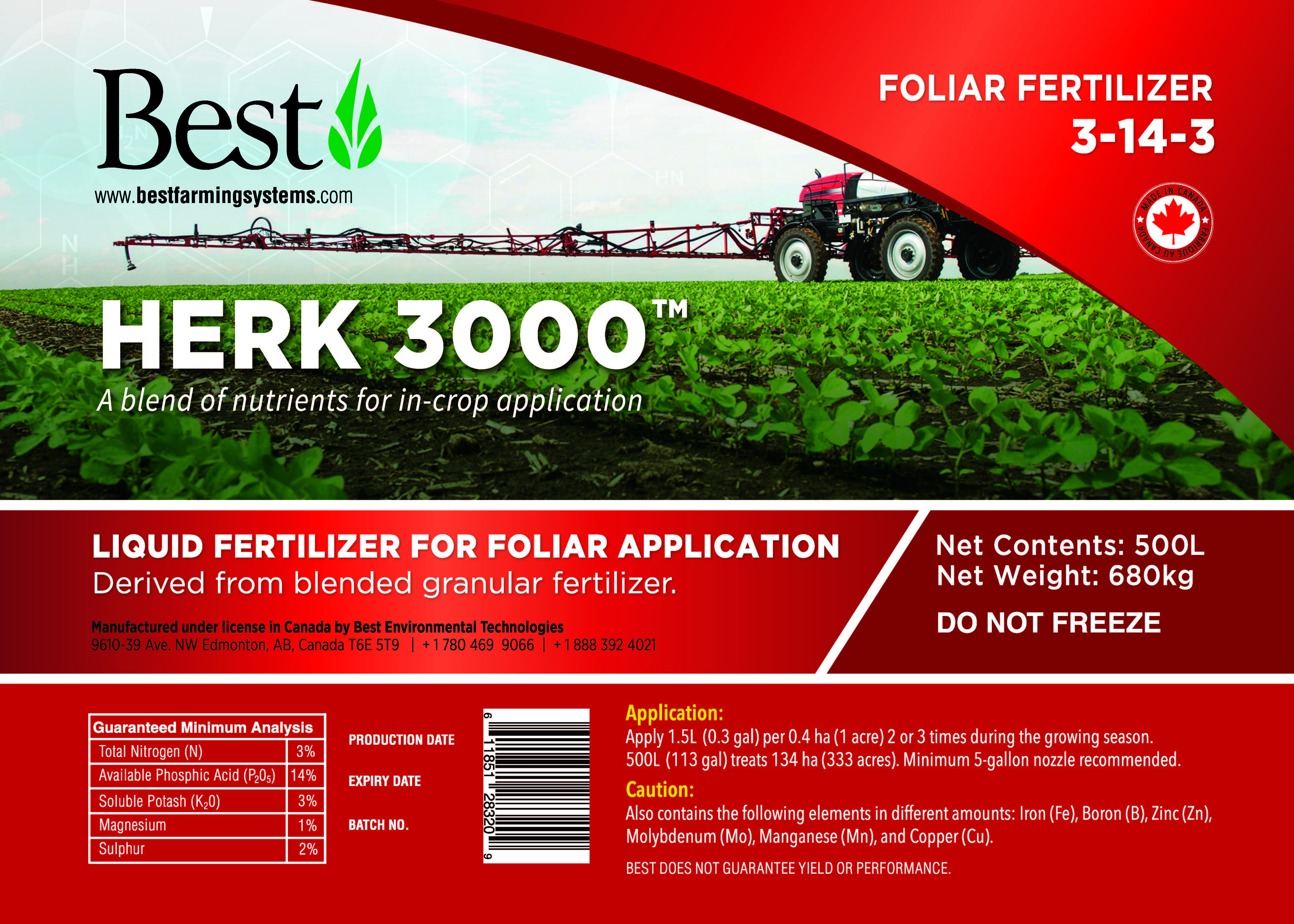 Foliar Fertilizer used on Cereals and Pulse crops