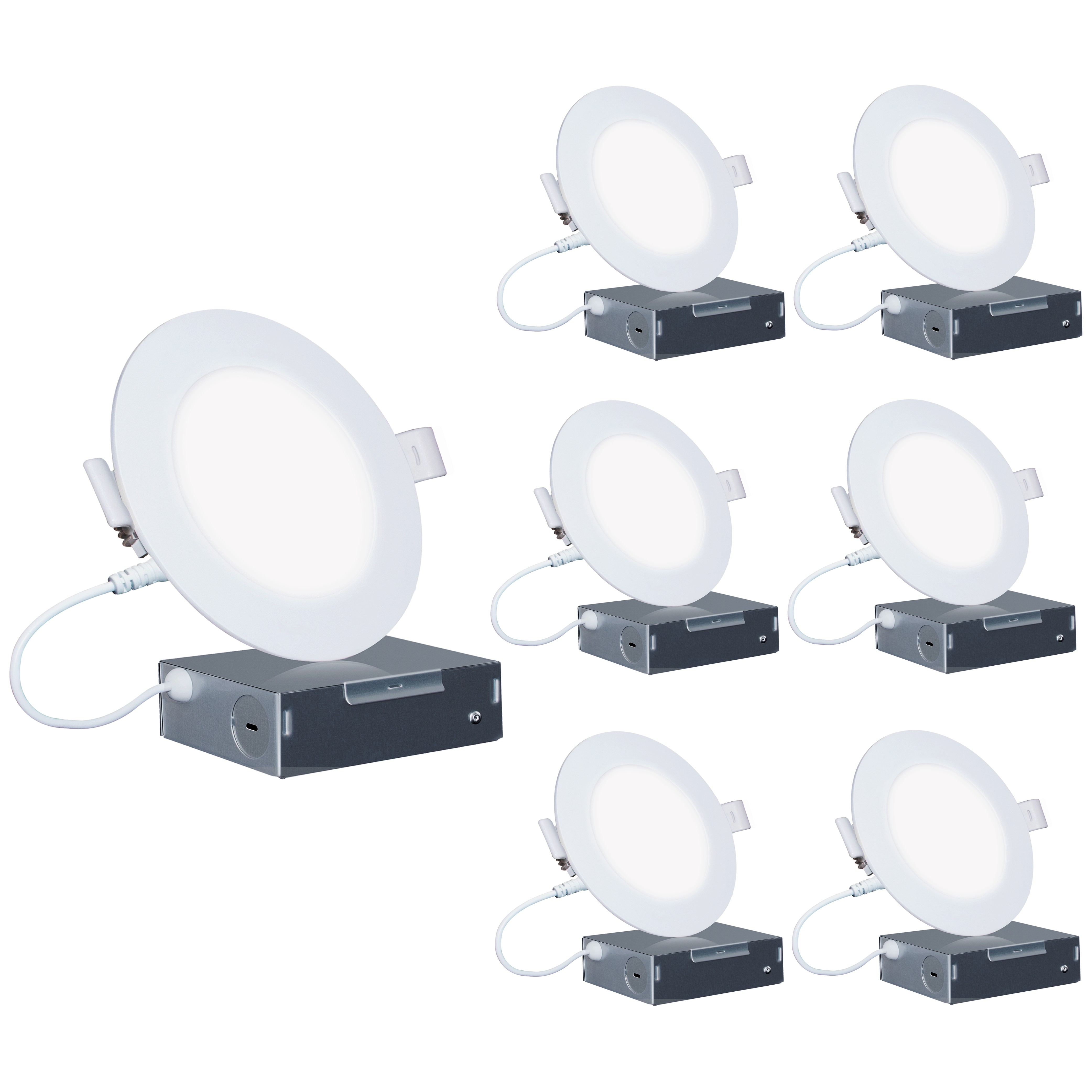 6 In. 6000K Clear White 12W 1050LM Slim LED Light Kit 6 Pack