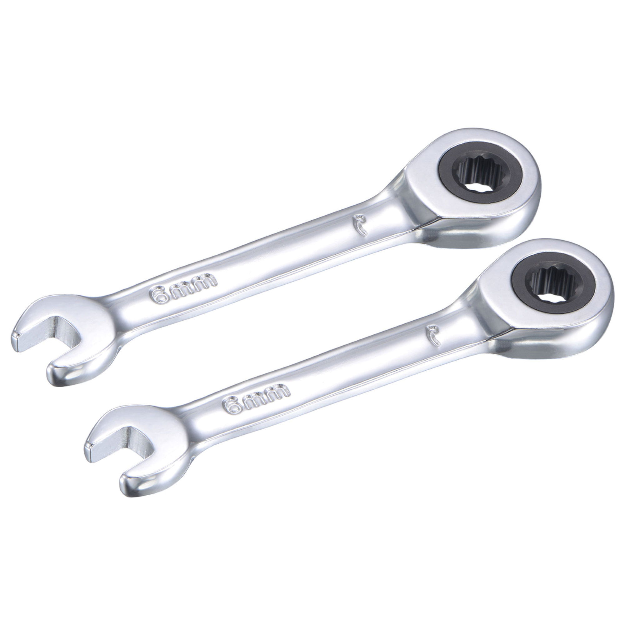 2pcs Stubby Ratcheting Combination Wrench 72T 12Pt, CR-V