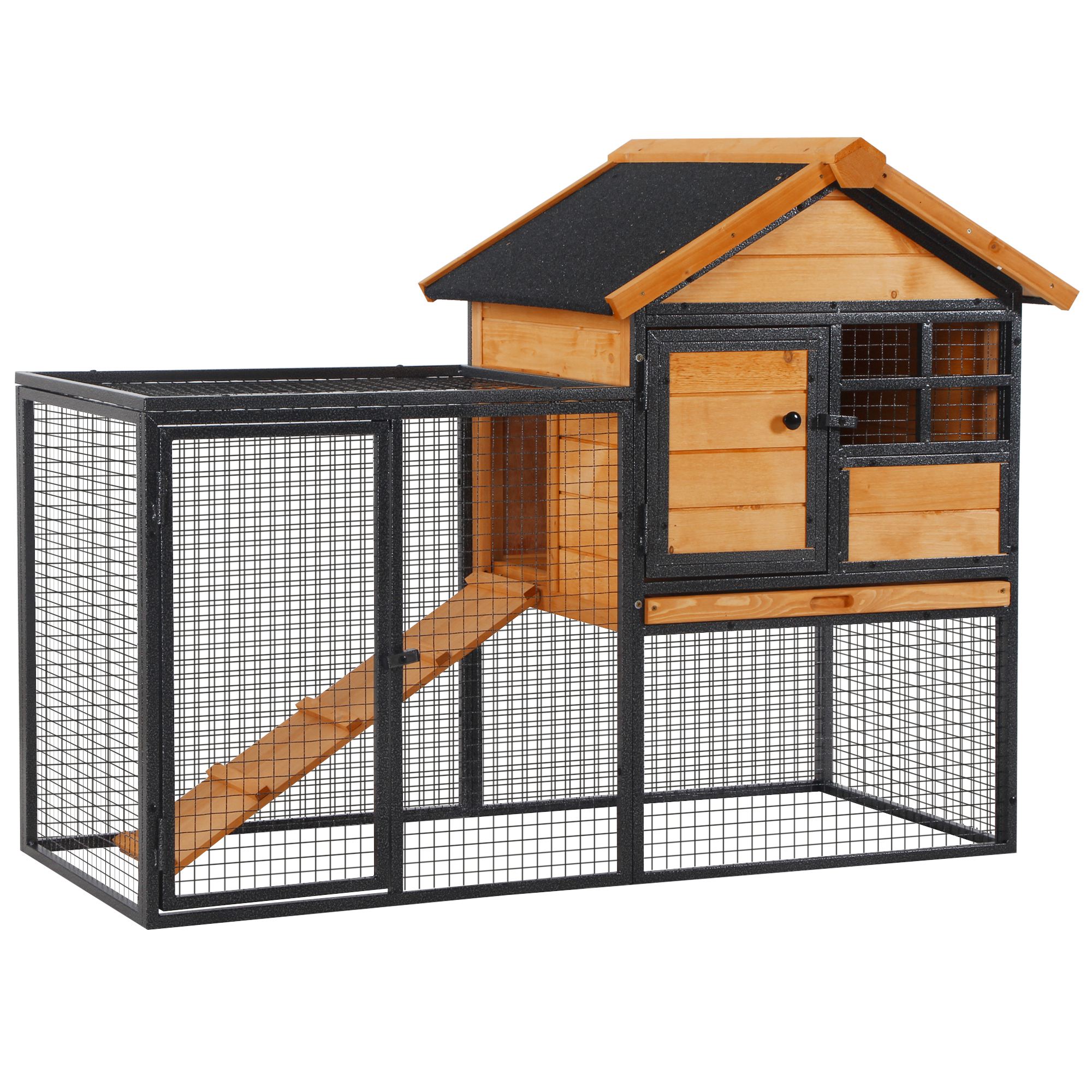 Wood-metal Pet House Elevated Rabbit Hutch Bunny Cage