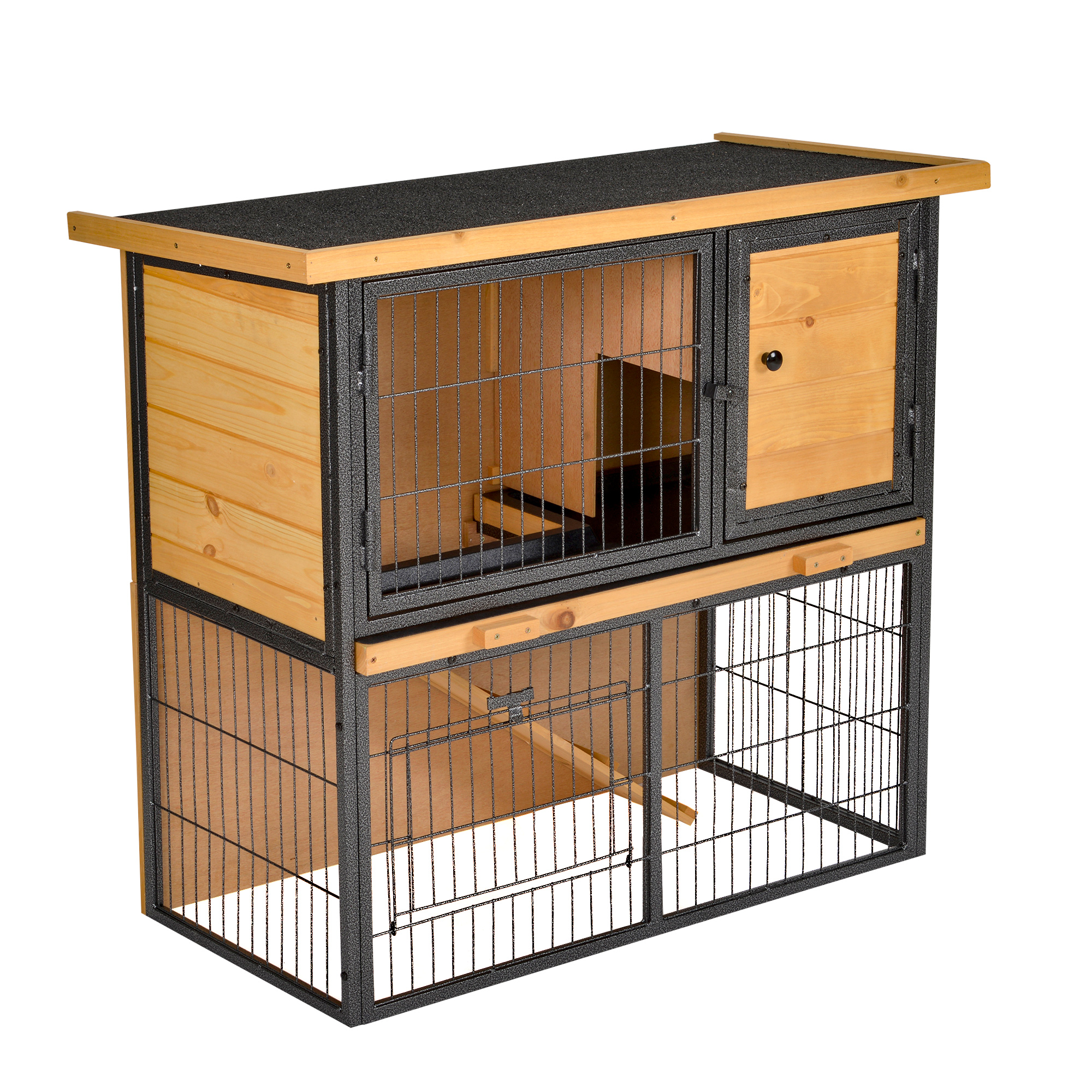 Wood-metal Rabbit Hutch Elevated Pet House Bunny Cage