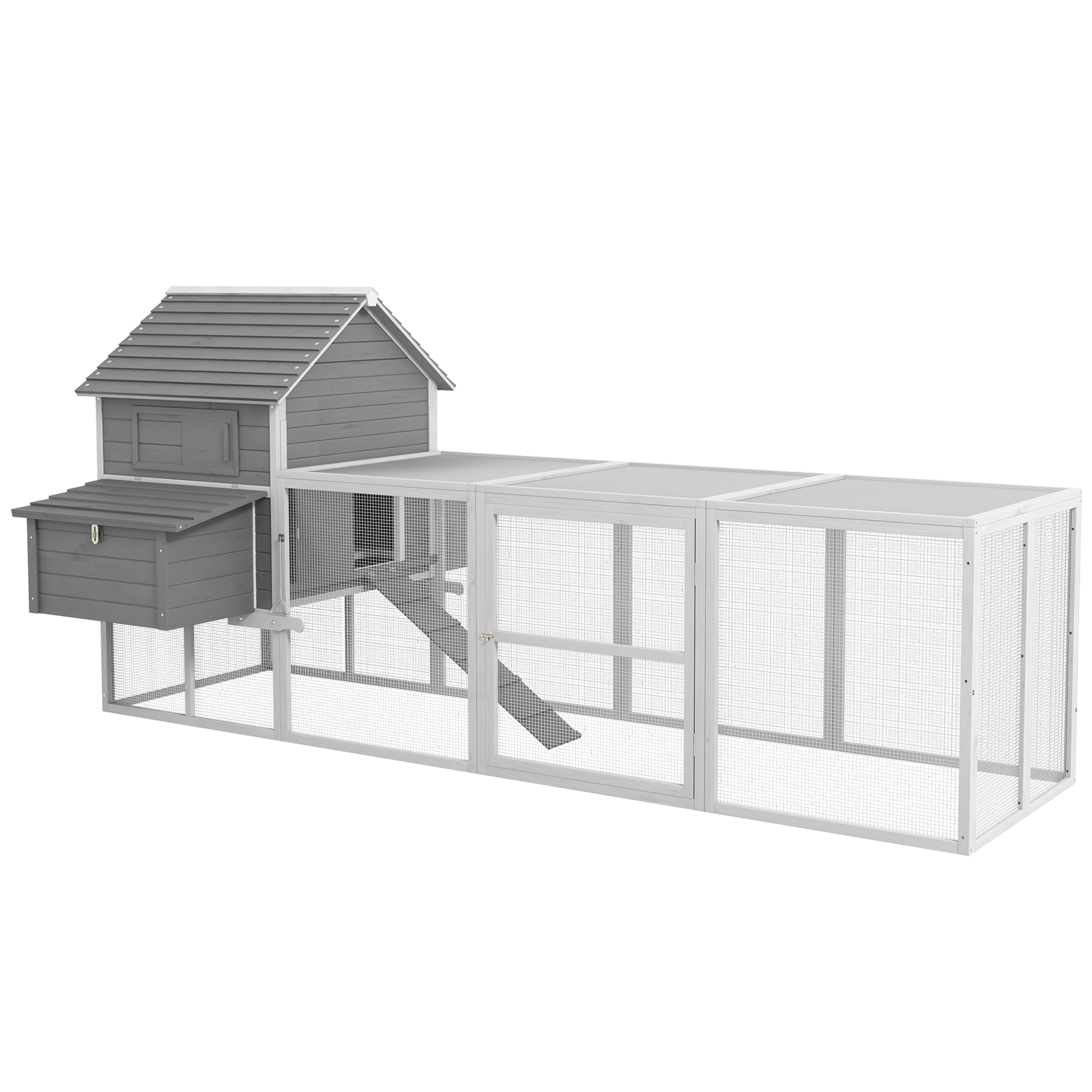 Wooden Chicken Coop with Nesting Boxes, Run for 4-6 Chickens