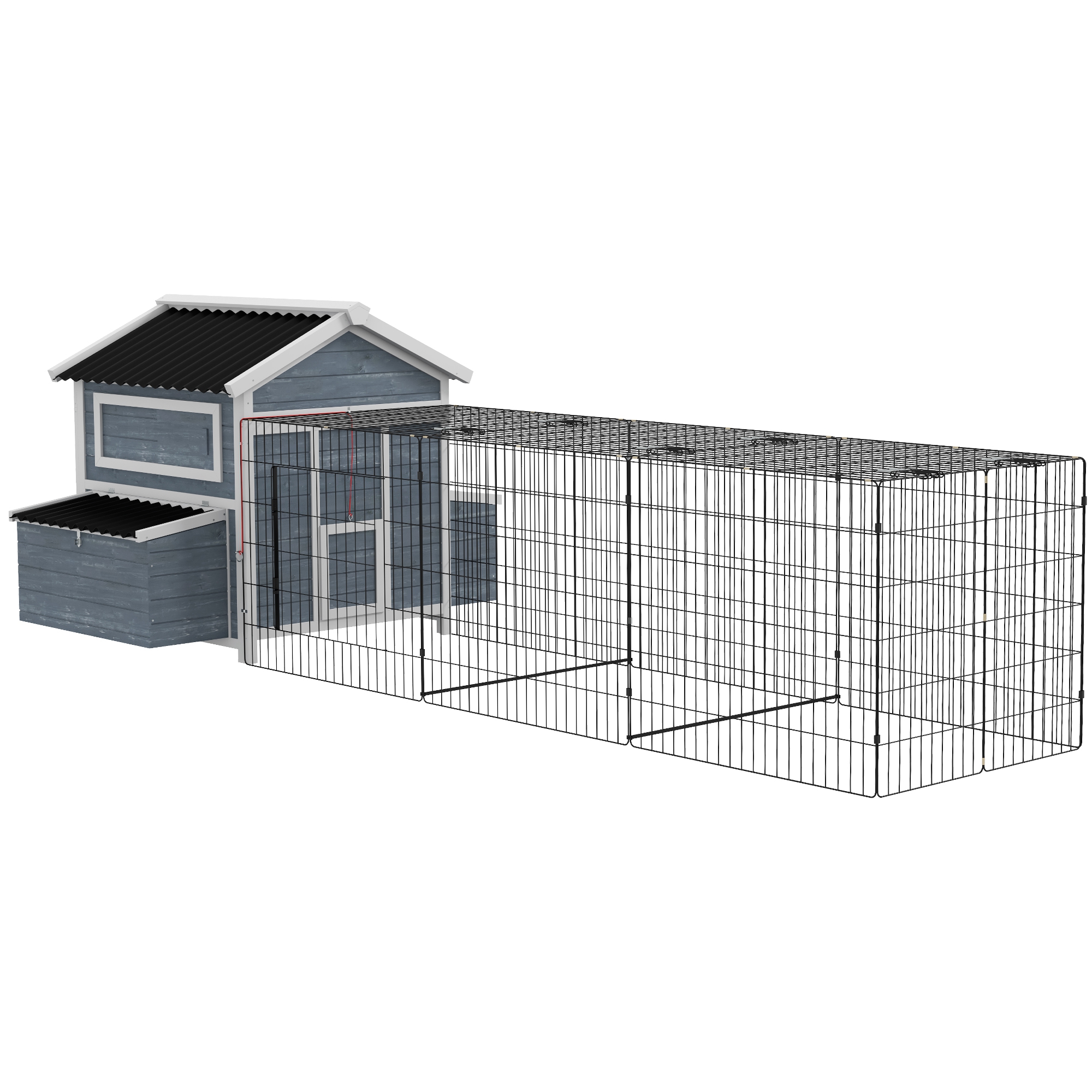 11' x 5' x 3.5' Chicken Coop Wooden with Run, Nesting Boxes