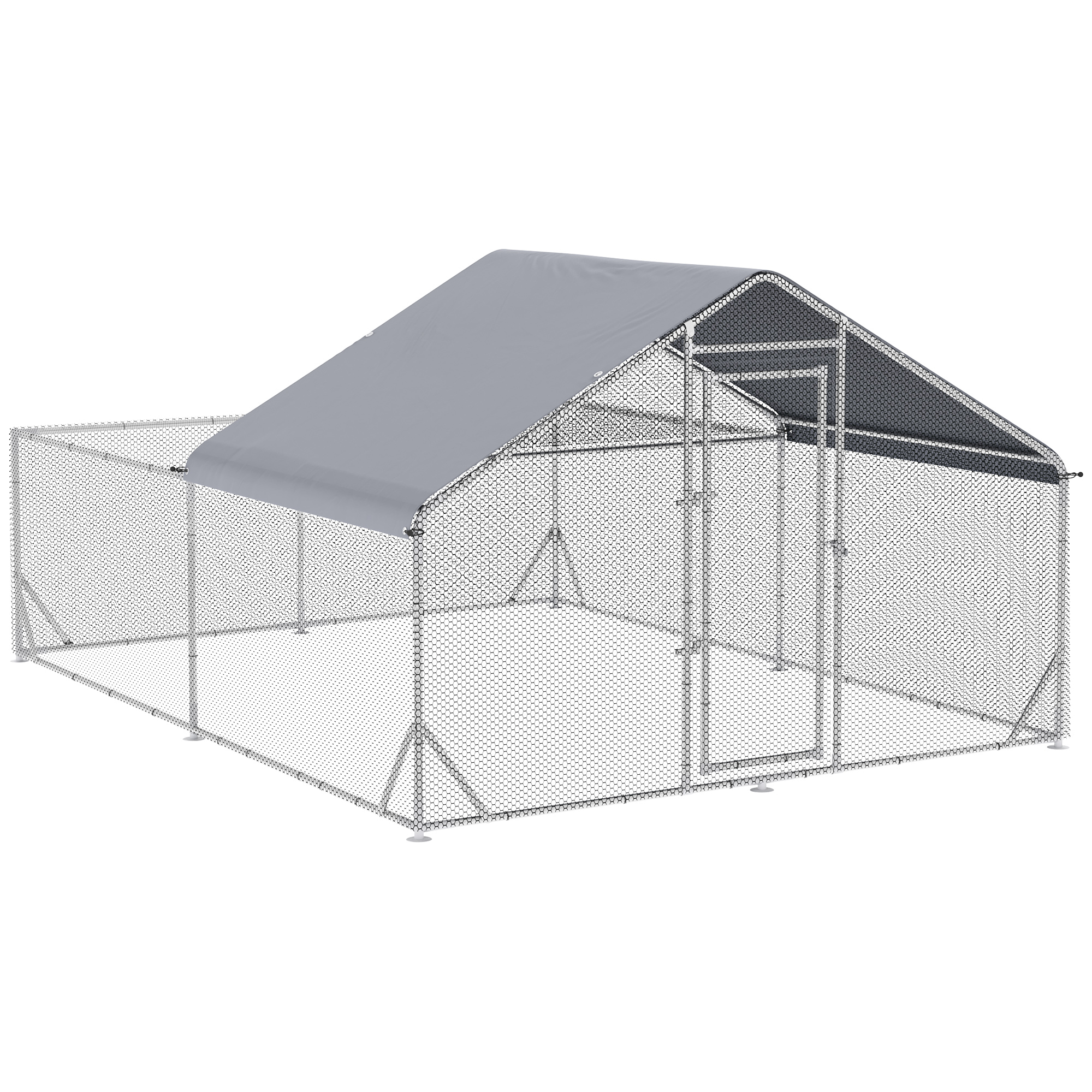 Walk-in Metal Chicken Coop W/ Cover, for Ducks, Rabbits