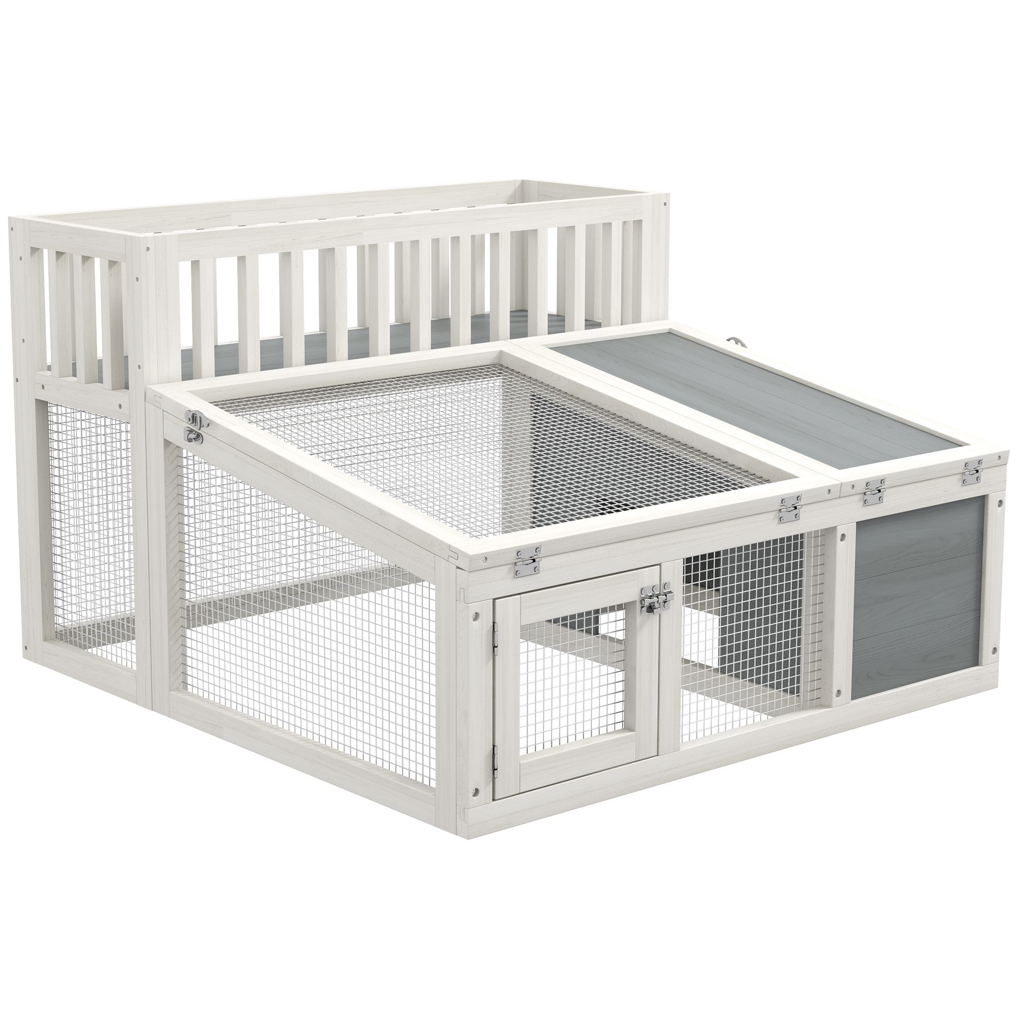 Rabbit Hutch Outdoor with Storage Shelf Openable Tops