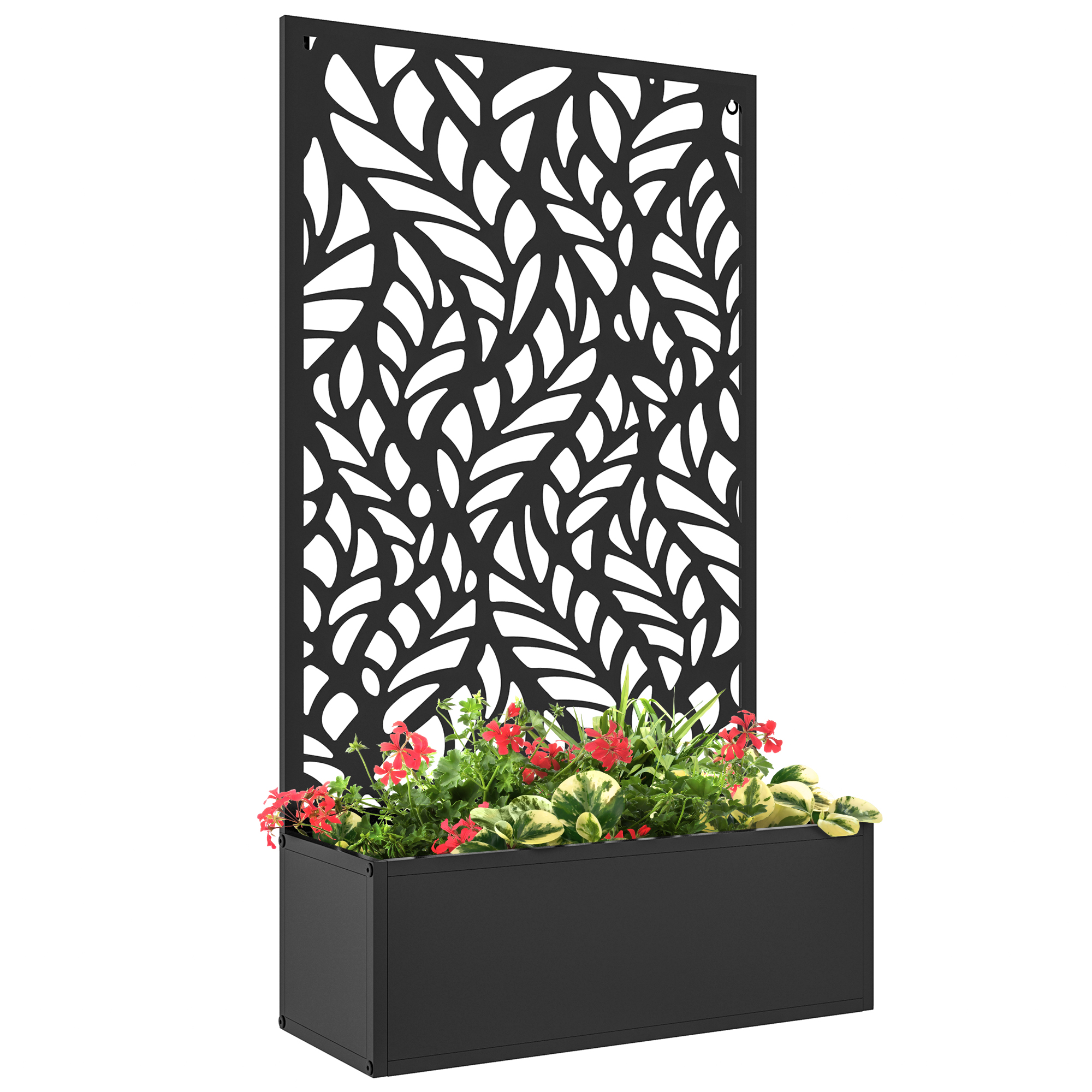 Metal Outdoor Privacy Screen with Planter Box