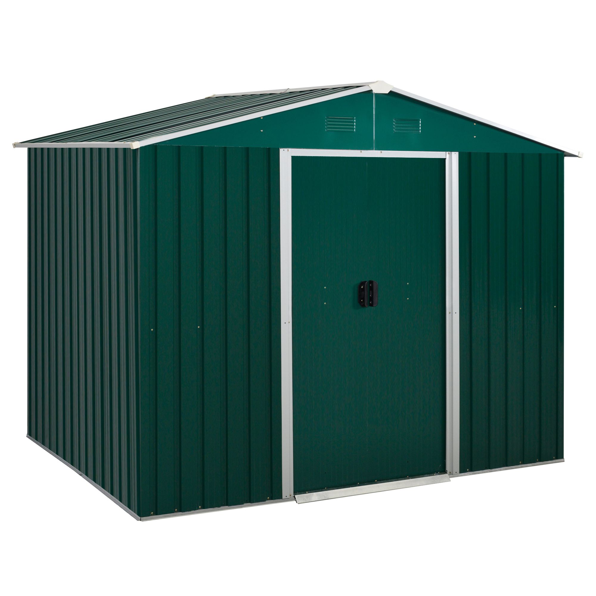 8'x6' Metal Outdoor Storage Shed Sliding Doors Vents Green