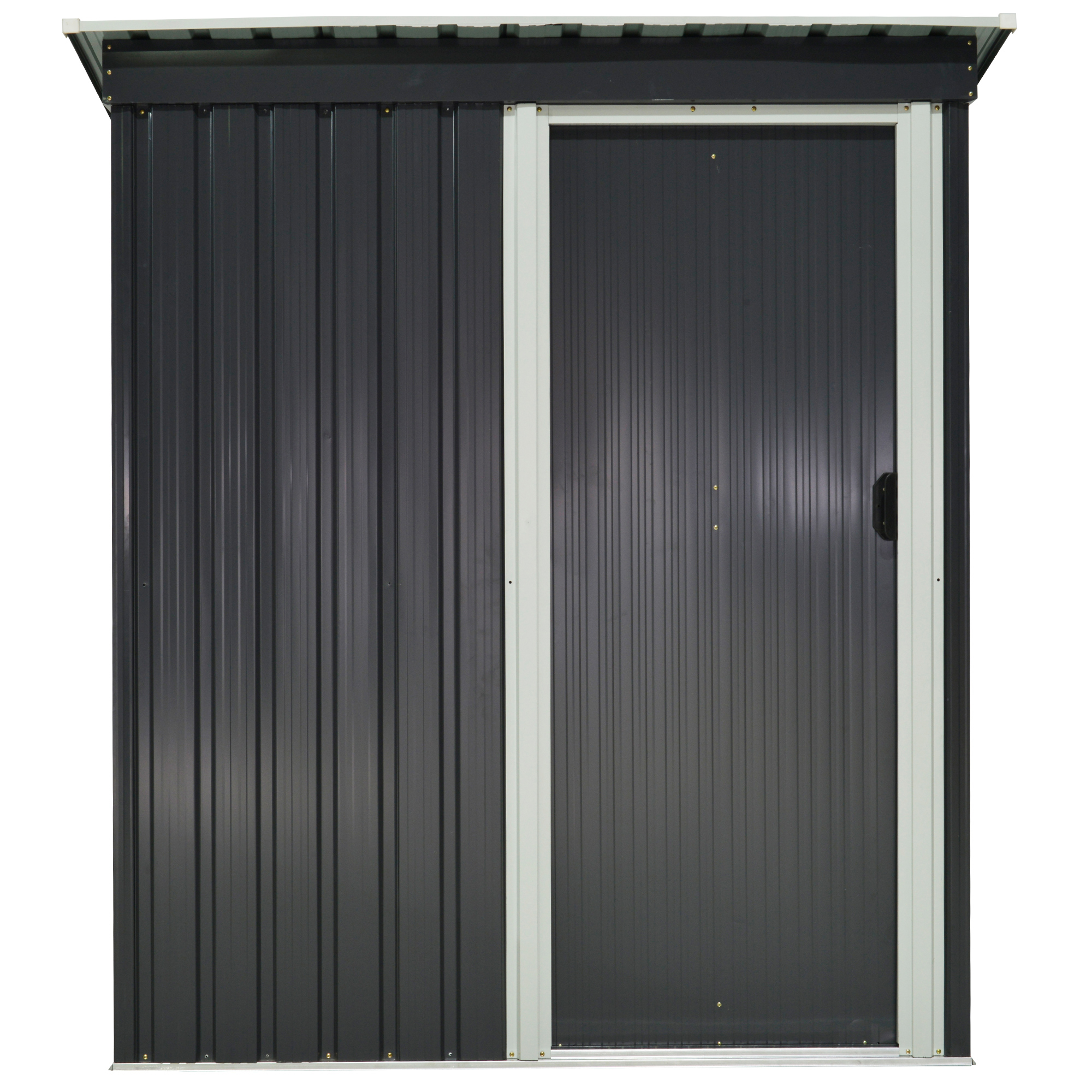 Outdoor Storage Shed w/ Sliding Door and Sloped Roof, Black