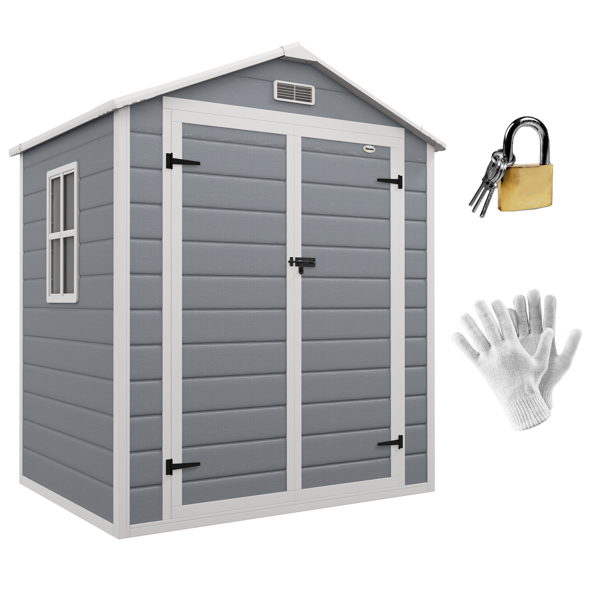 6' x 4.5' Lockable Outdoor Storage Shed with Double Doors