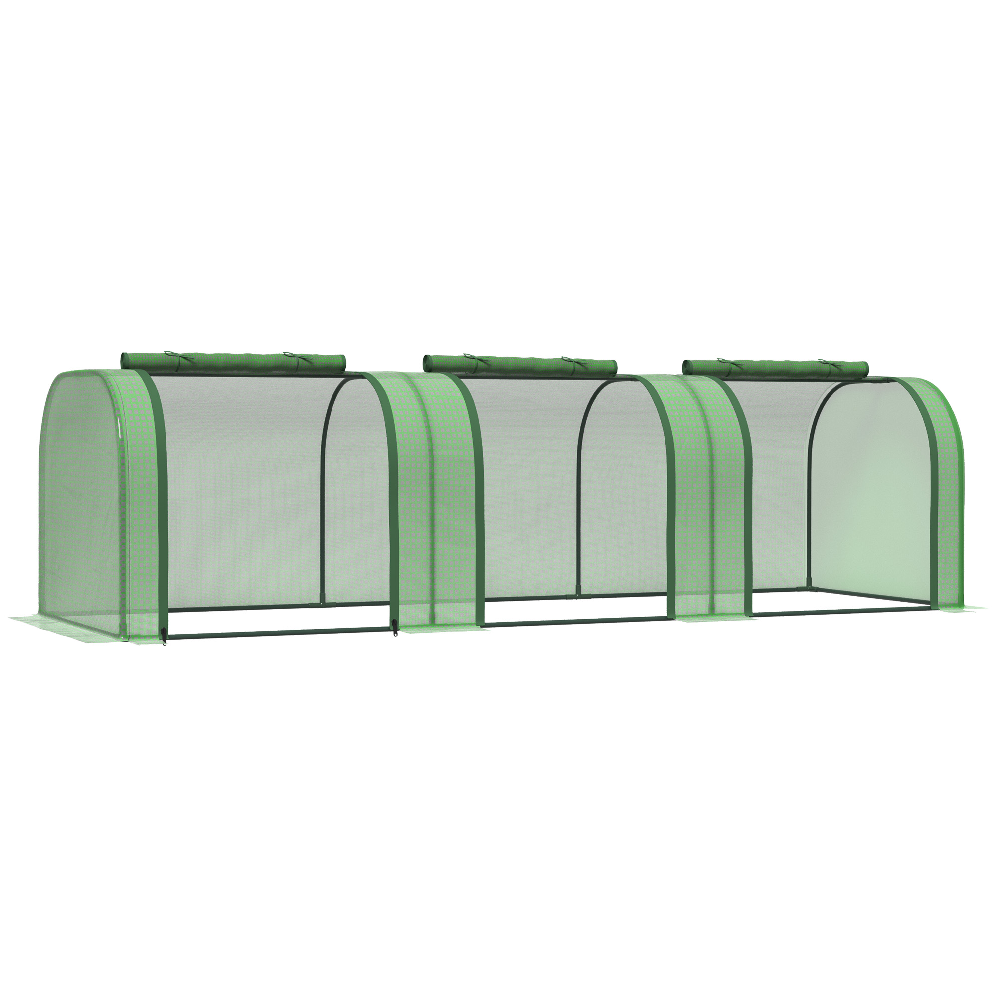 Mini Tunnel Greenhouse w/ PE Cover, Zipped Doors, Dark Green