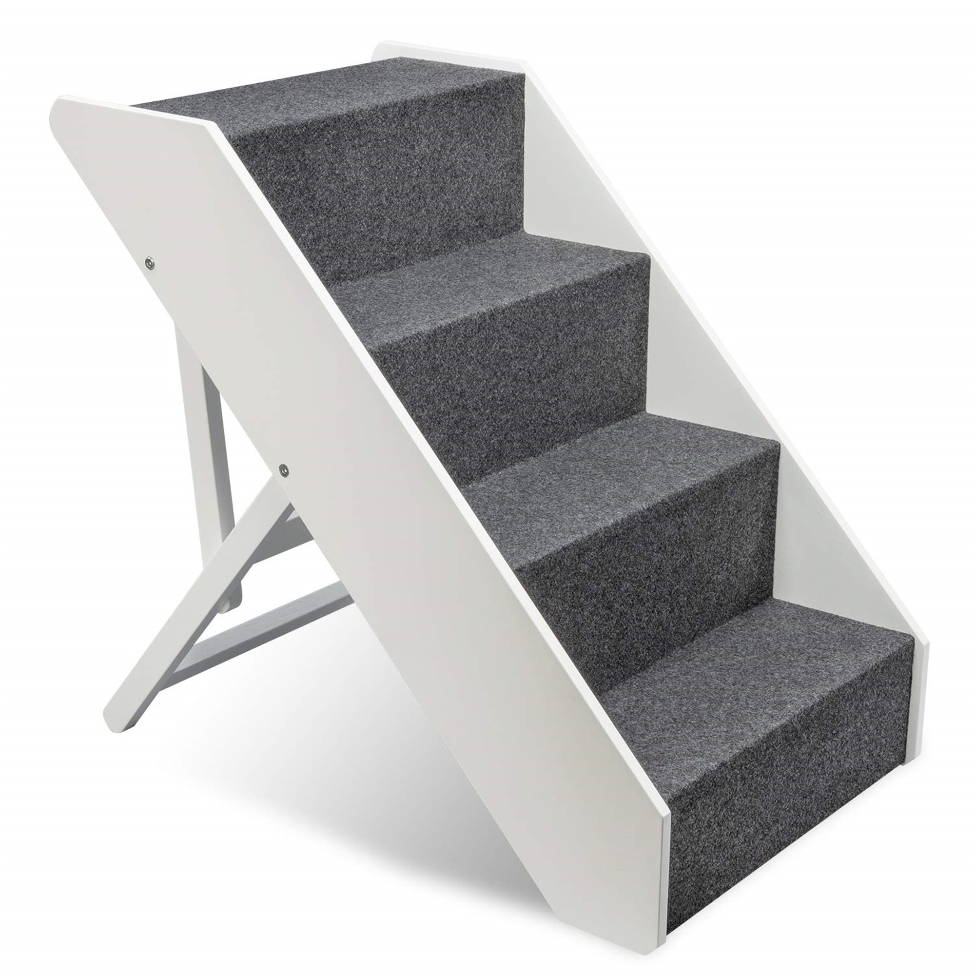 Arf Pets Dog Stairs with Height Adjustment, White