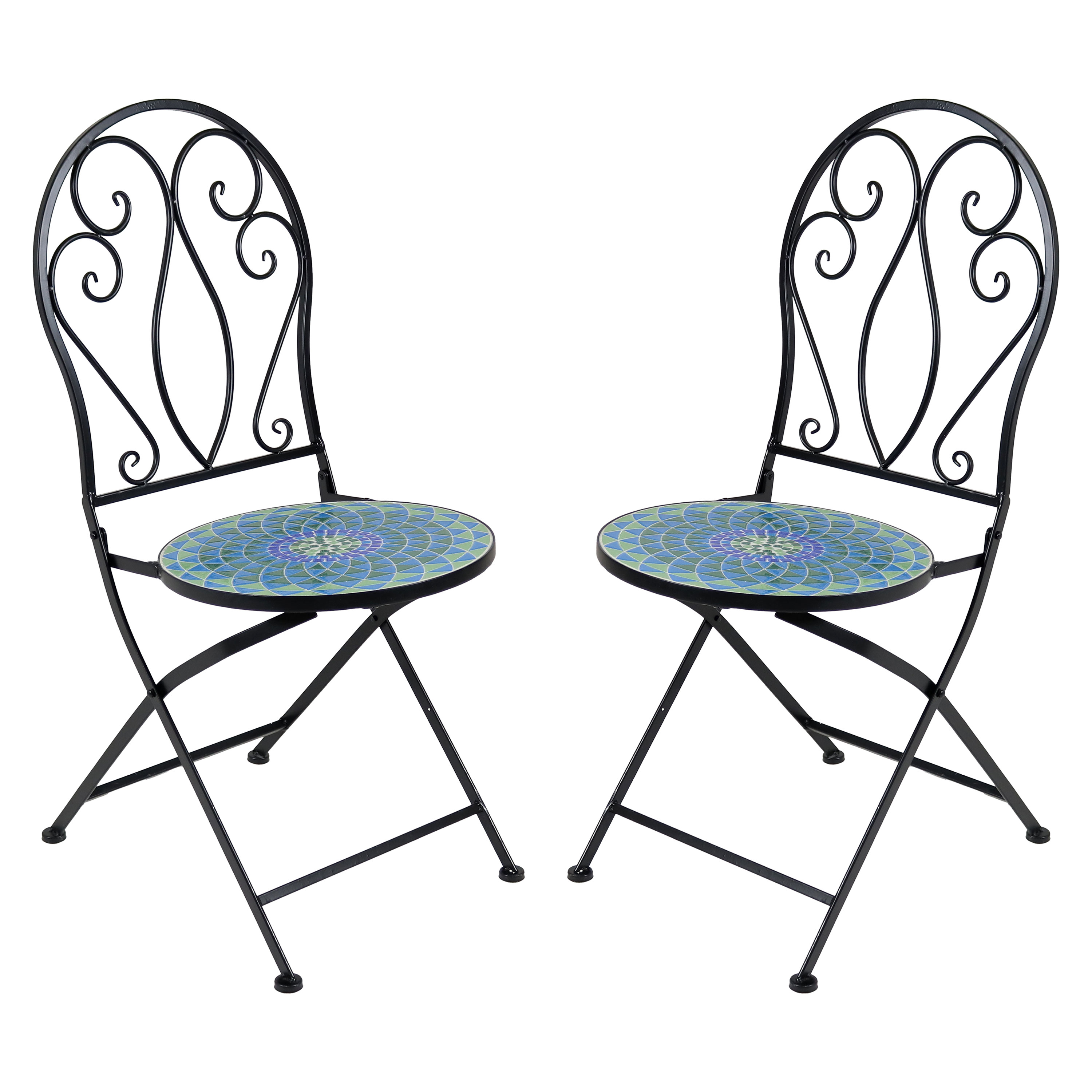 Mosaic Tile Bistro Chair with Iron Frame - 2-Pack