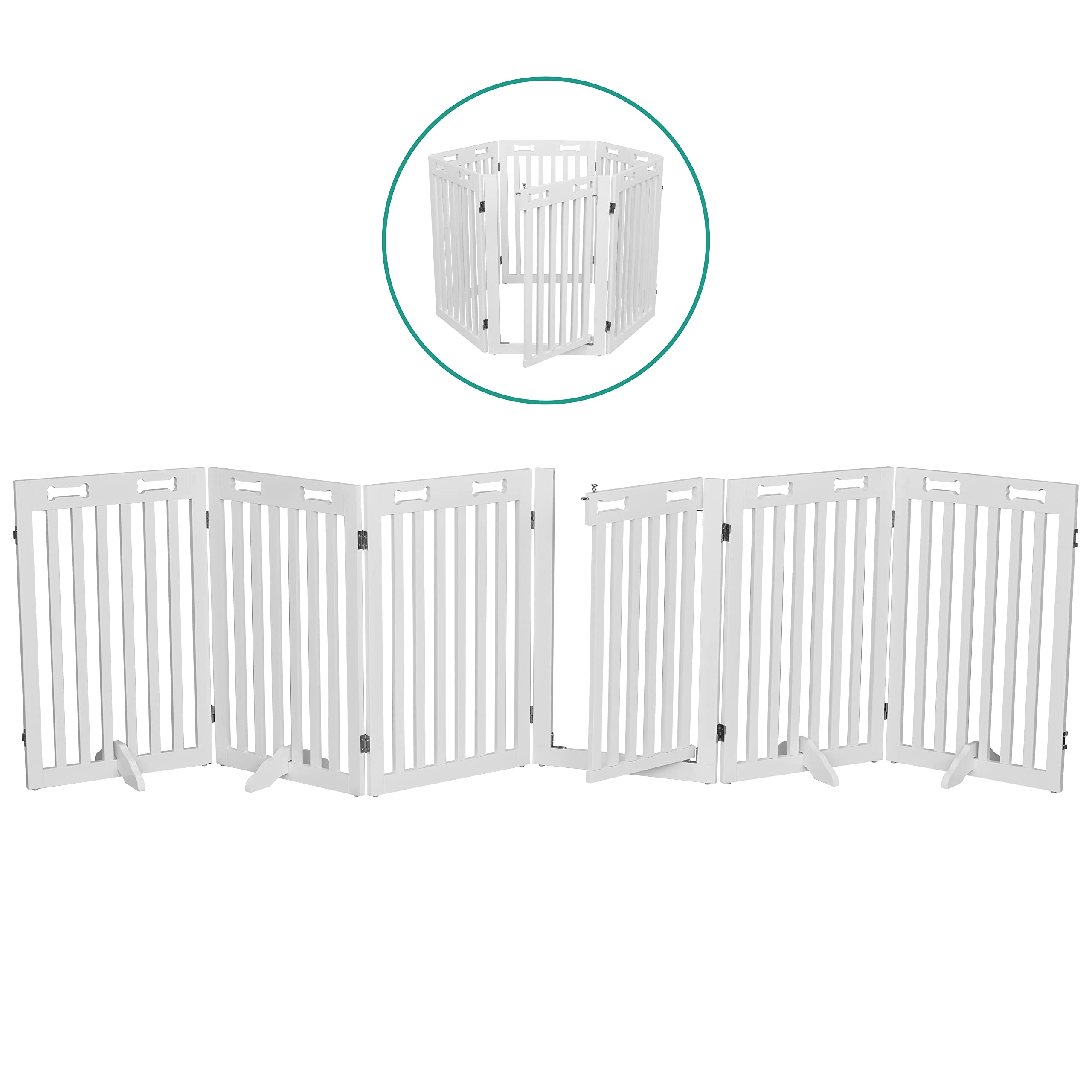 Arf Pets Freestanding Dog Gates, 6-Panel Ext, 360° Foldable