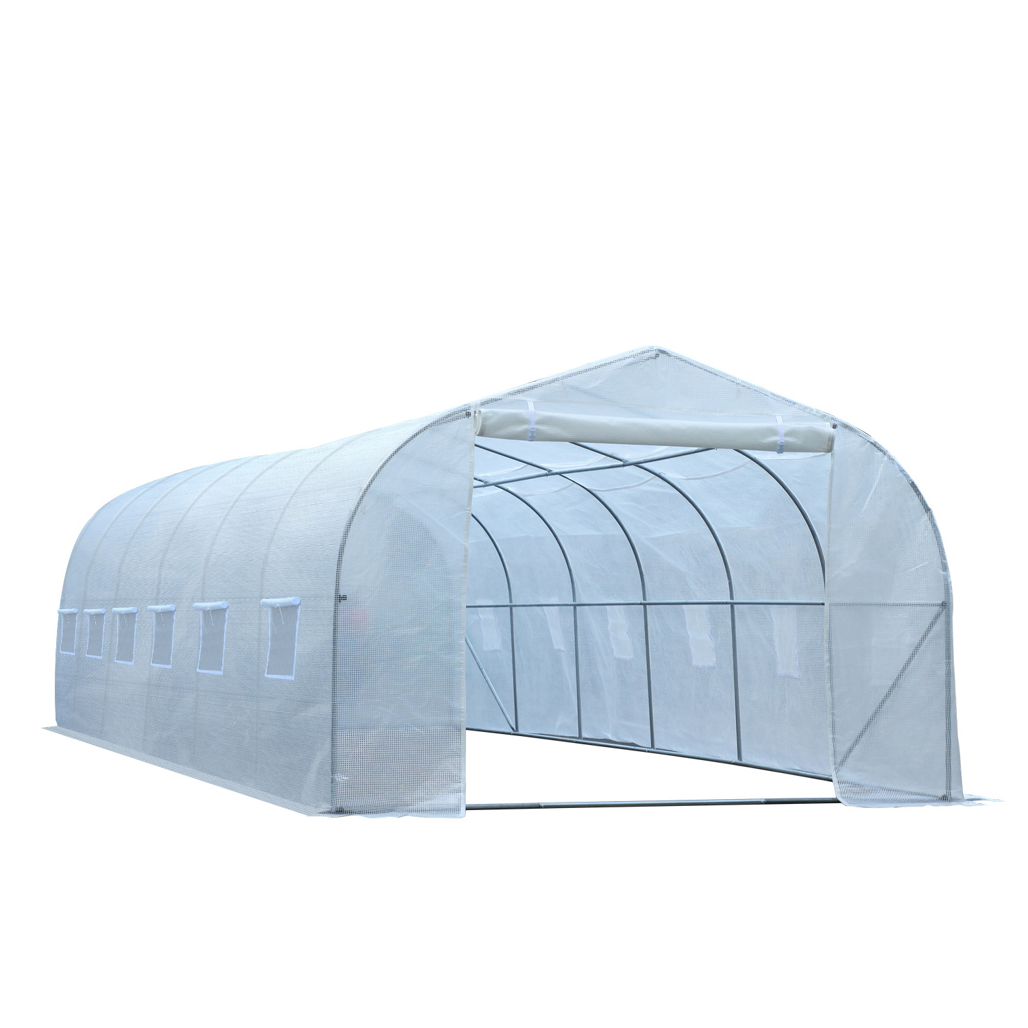 26' x 10' x 7' Large Steeple Walk-in Greenhouse, Green