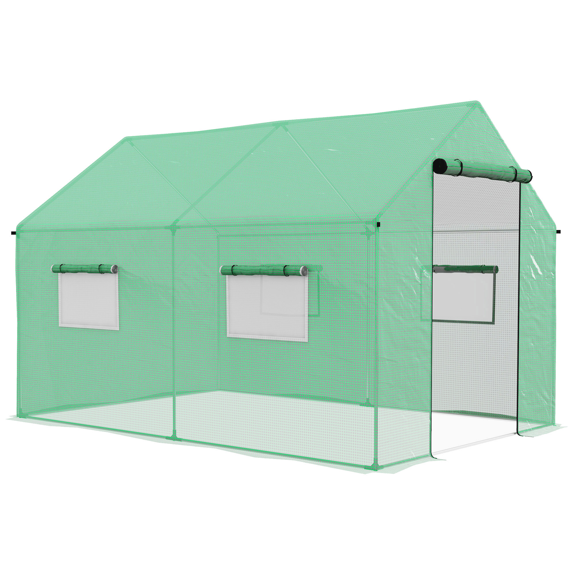 Tunnel Greenhouse with UV-resistant PE Cover, 6.6' x 10'