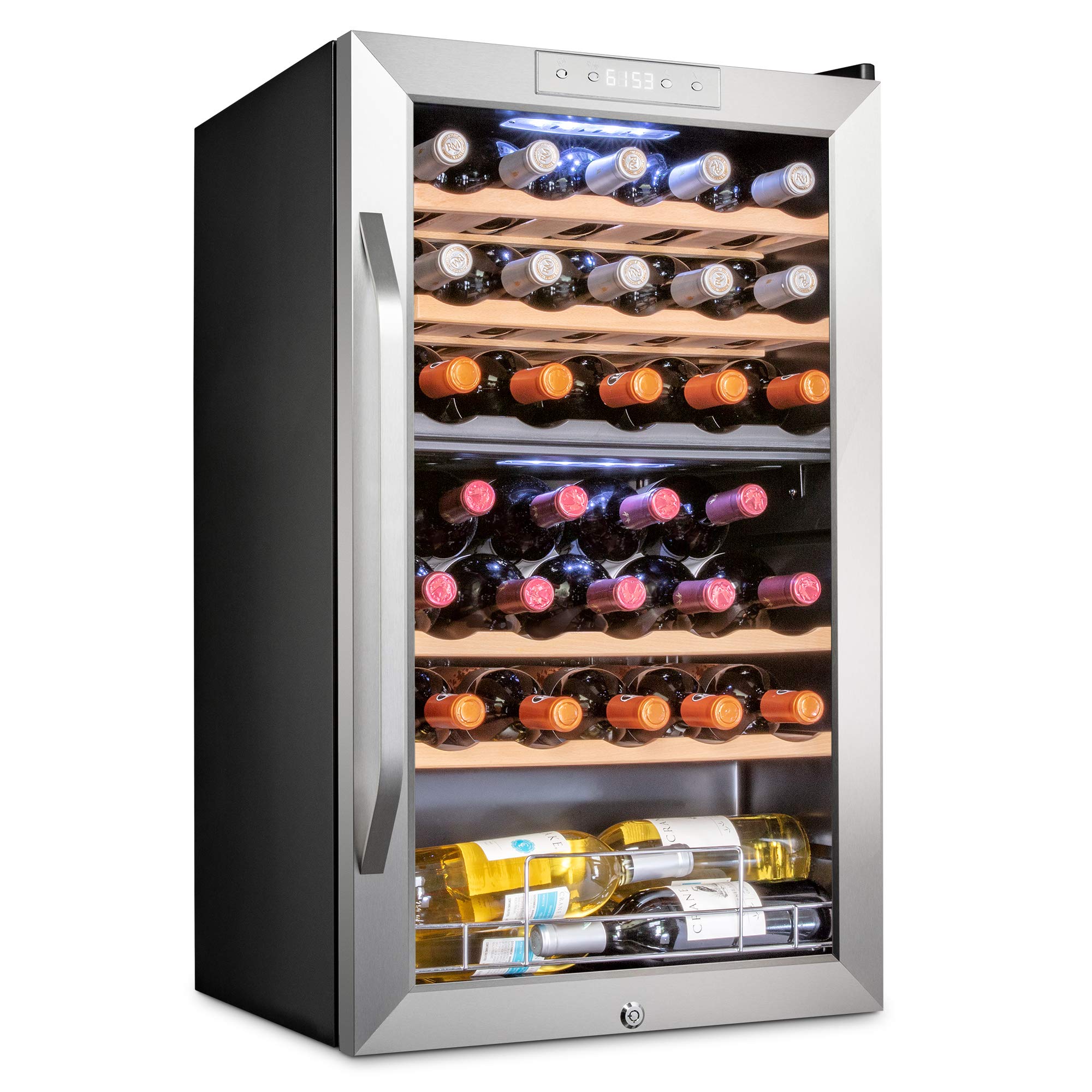 Ivation 33-Bottle Dual Zone Freestanding Wine Cooler w/Lock