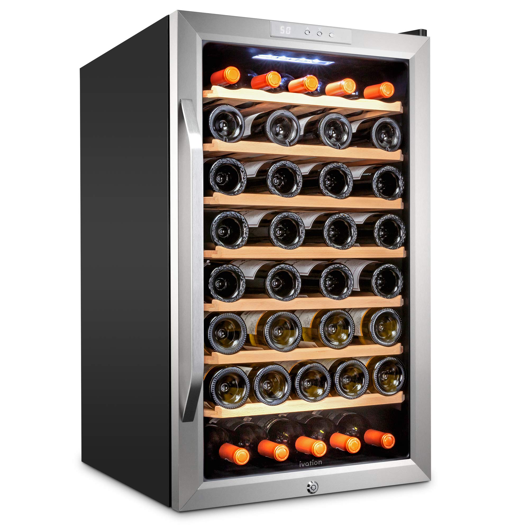 Ivation 51-Bottle Freestanding Wine Cooler with Lock