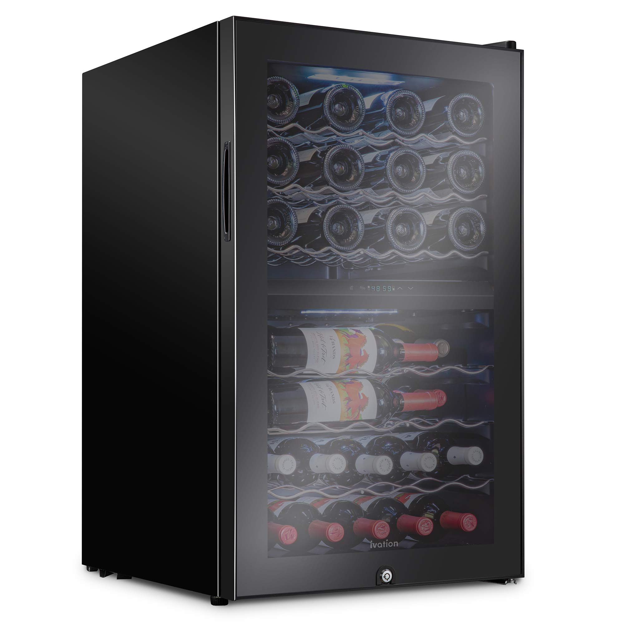 Ivation 43-Bottle Dual Zone Freestanding Wine Cooler w/Lock