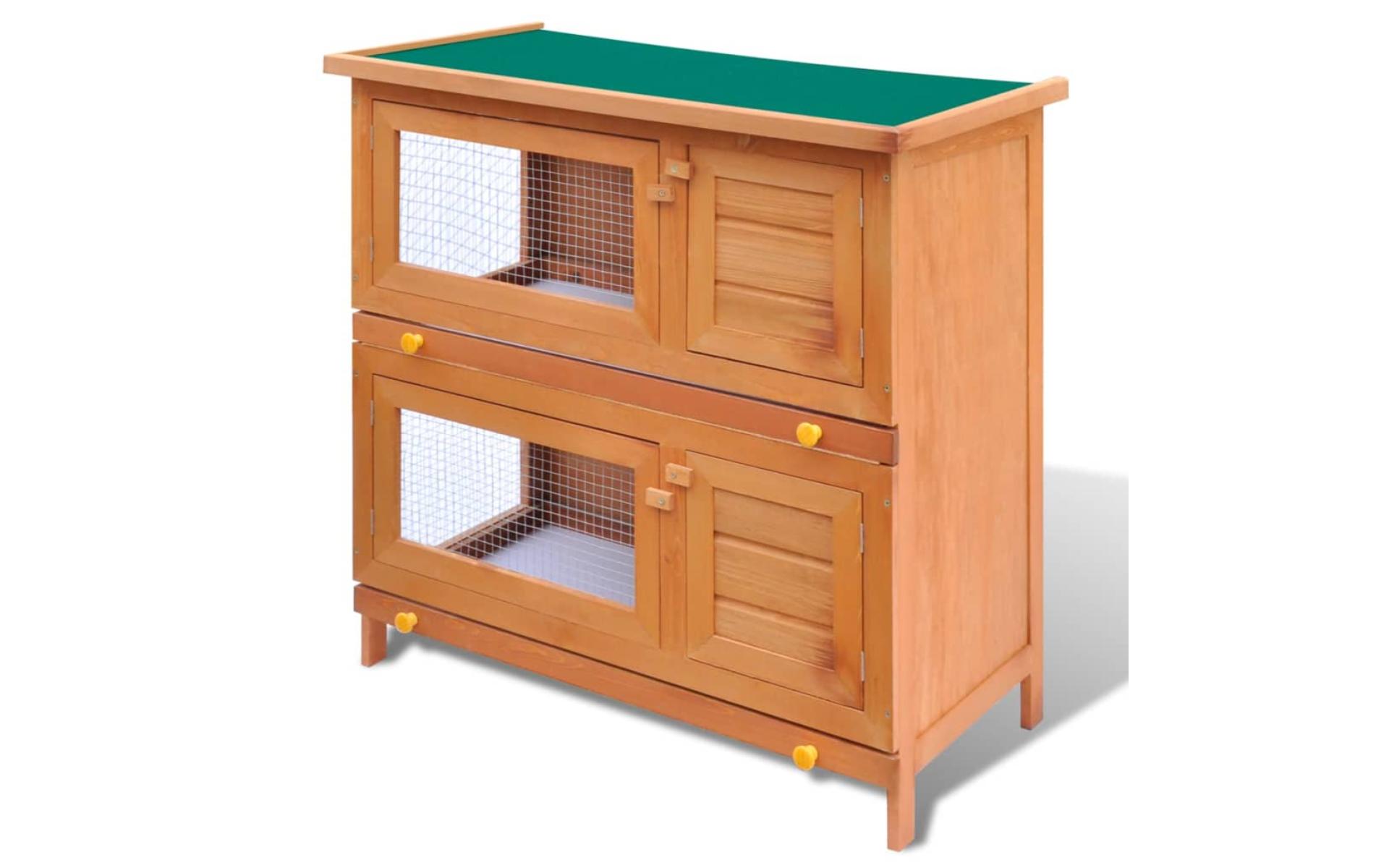 Outdoor hutch Small animal cage 4 doors Wood