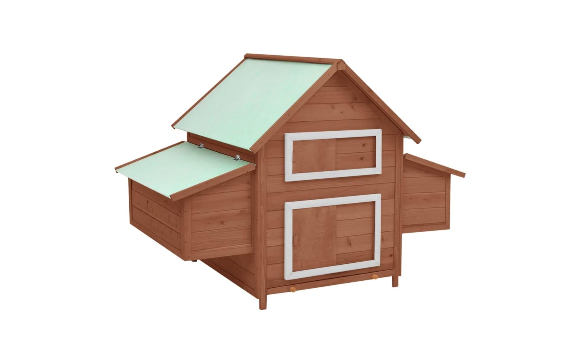 Chicken coop Mocha and white 152x96x110 cm Solid fir wood