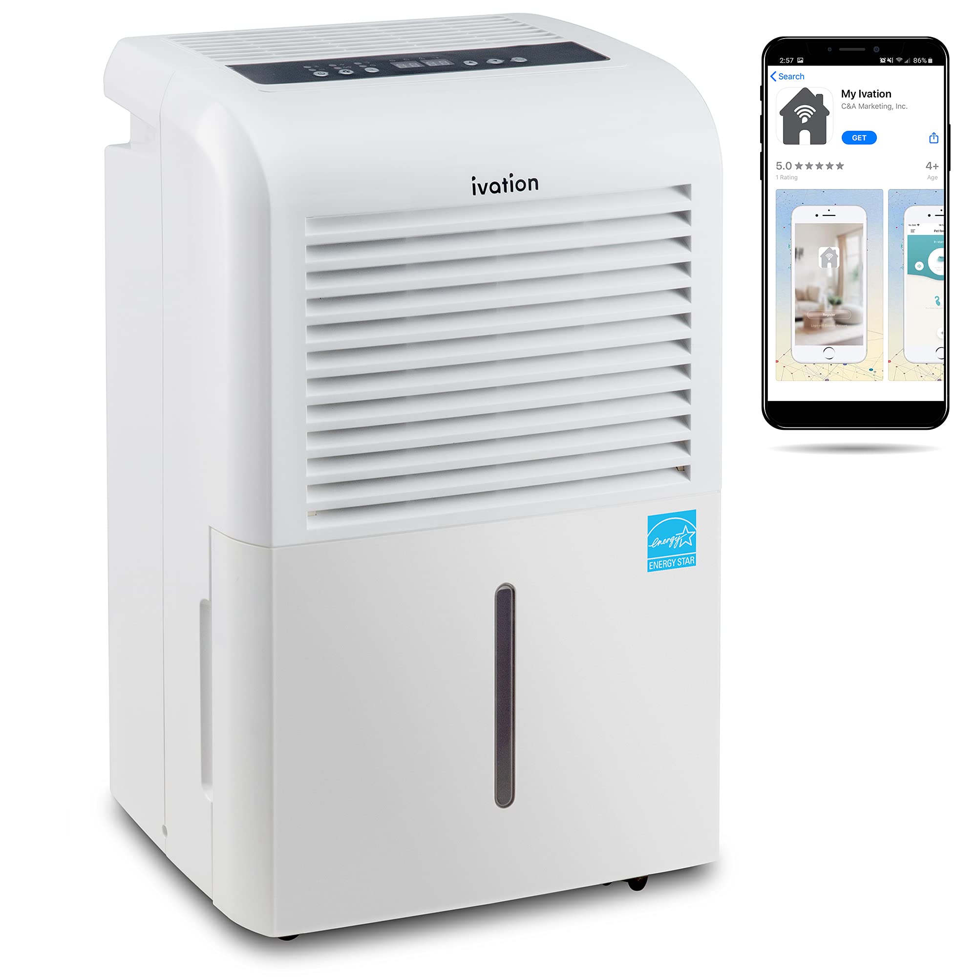 Ivation 4,500 Sq Ft Smart Wi-Fi Energy Star Dehumidifier