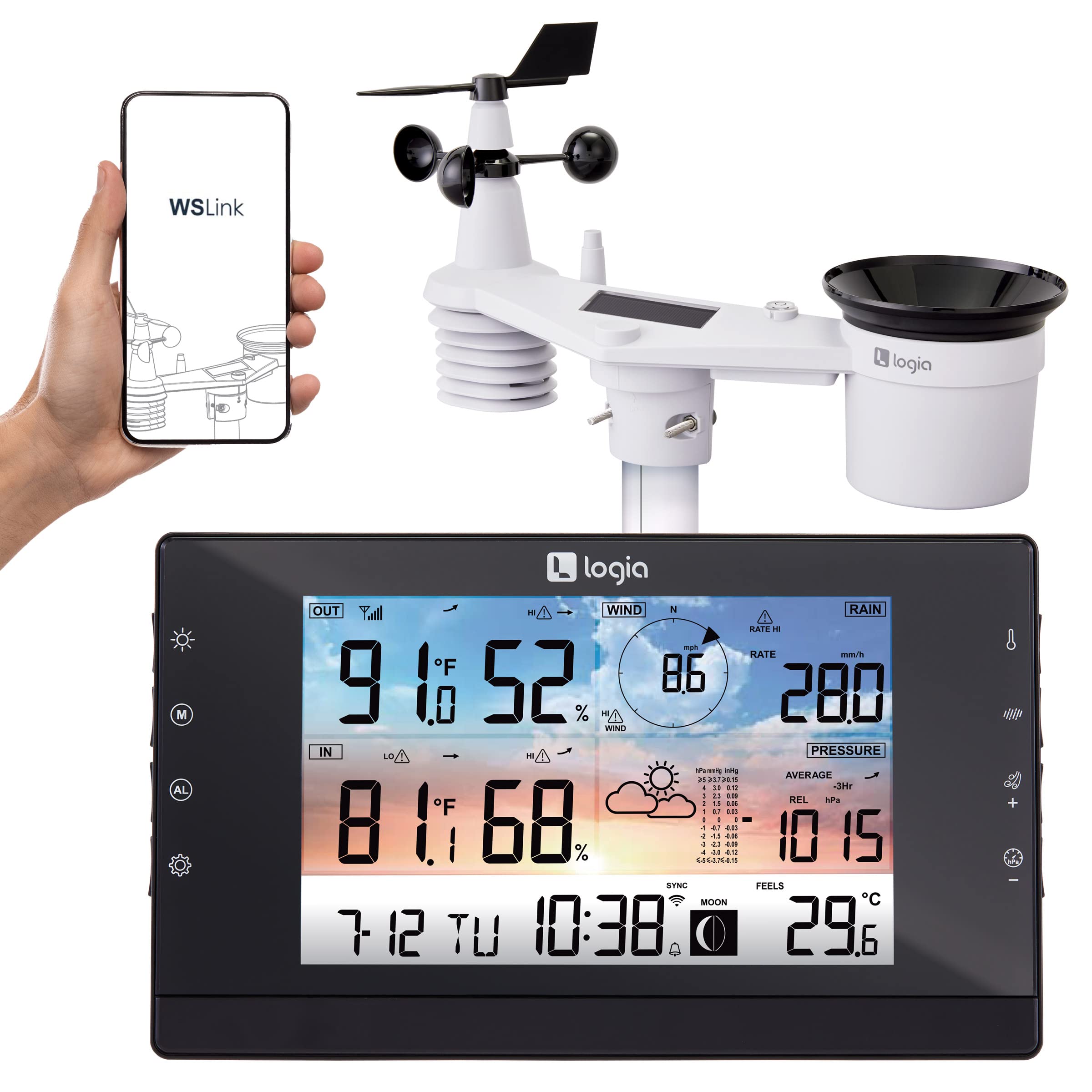 Logia 5-in-1 WiFi Indoor/Outdoor Weather Station with Solar