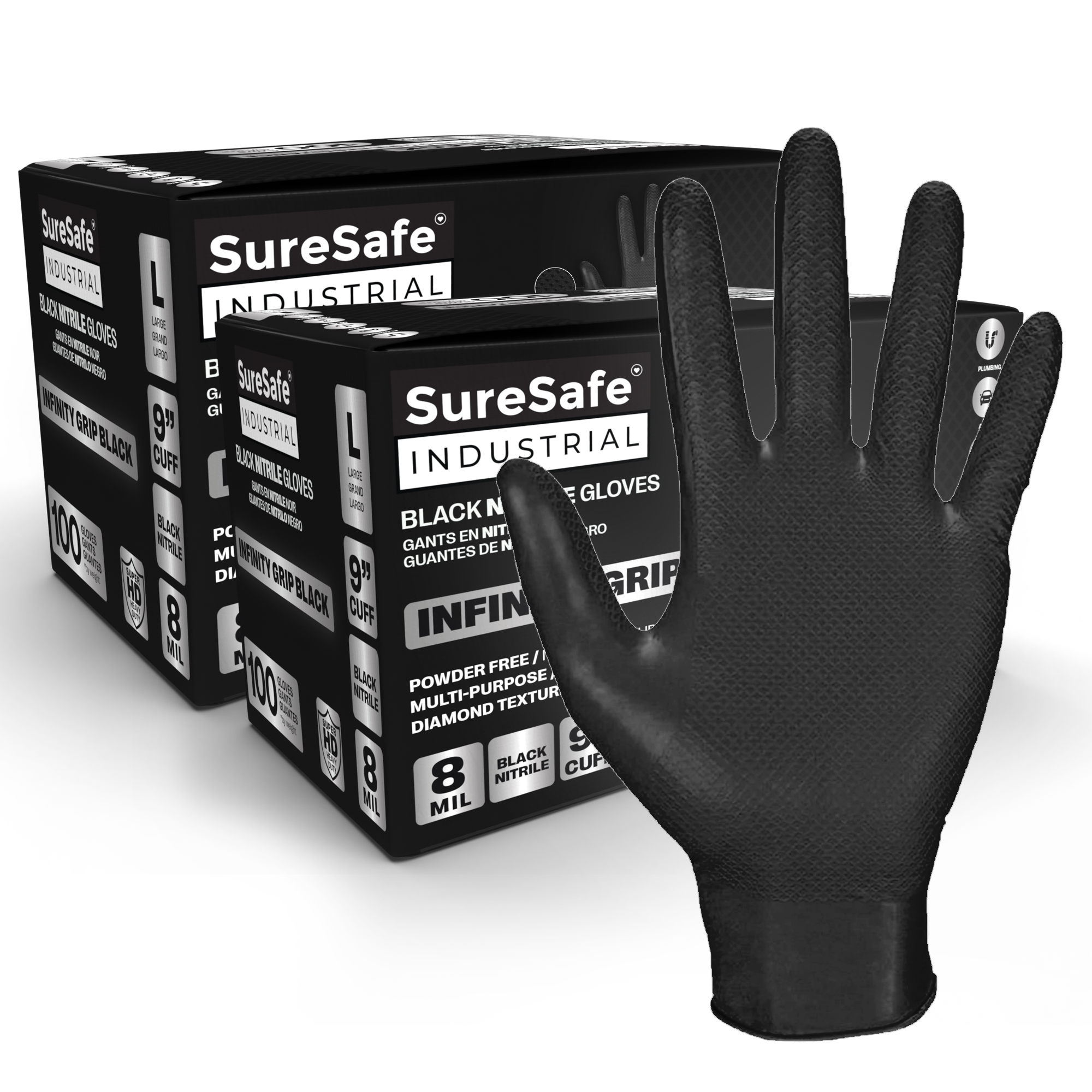 Black Industrial Nitrile Gloves 8 MIL(XXL, 200 Pack)