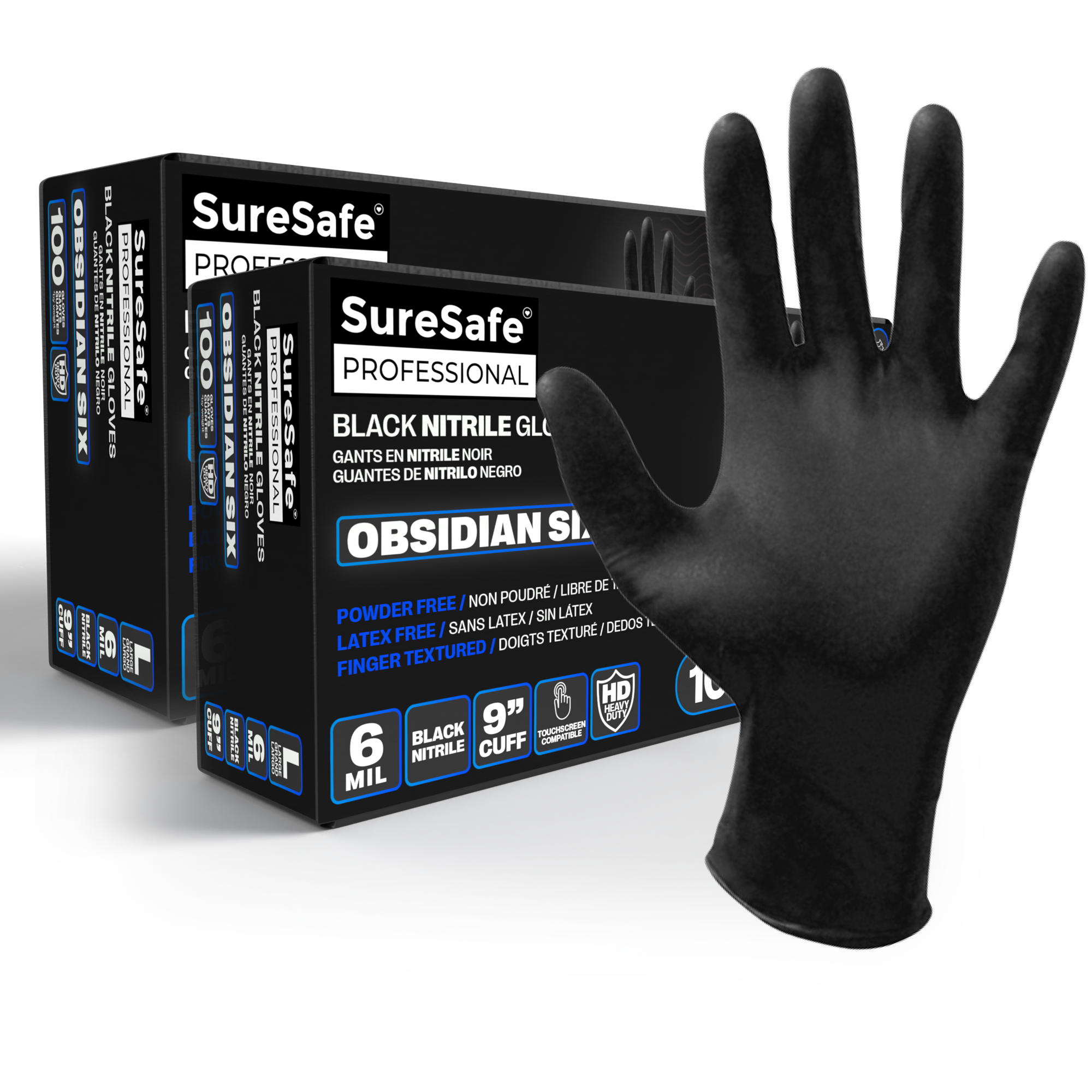 Black Nitrile Gloves 6 MIL (LARGE, 200 Pack)