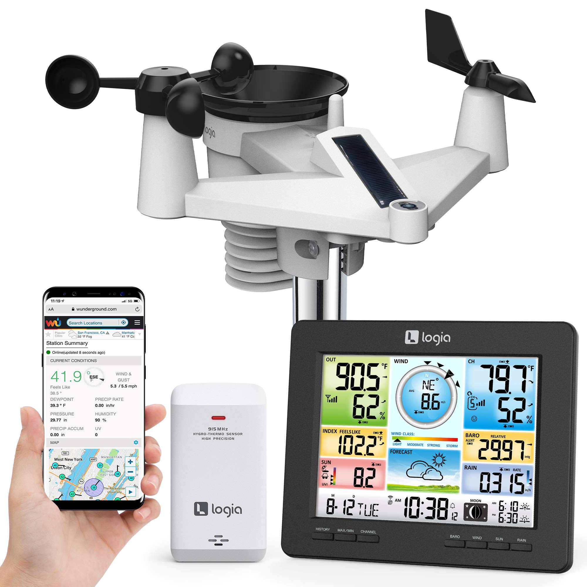 Logia 7-in-1 Wi-Fi Weather Station & Weather w/Solar Panel