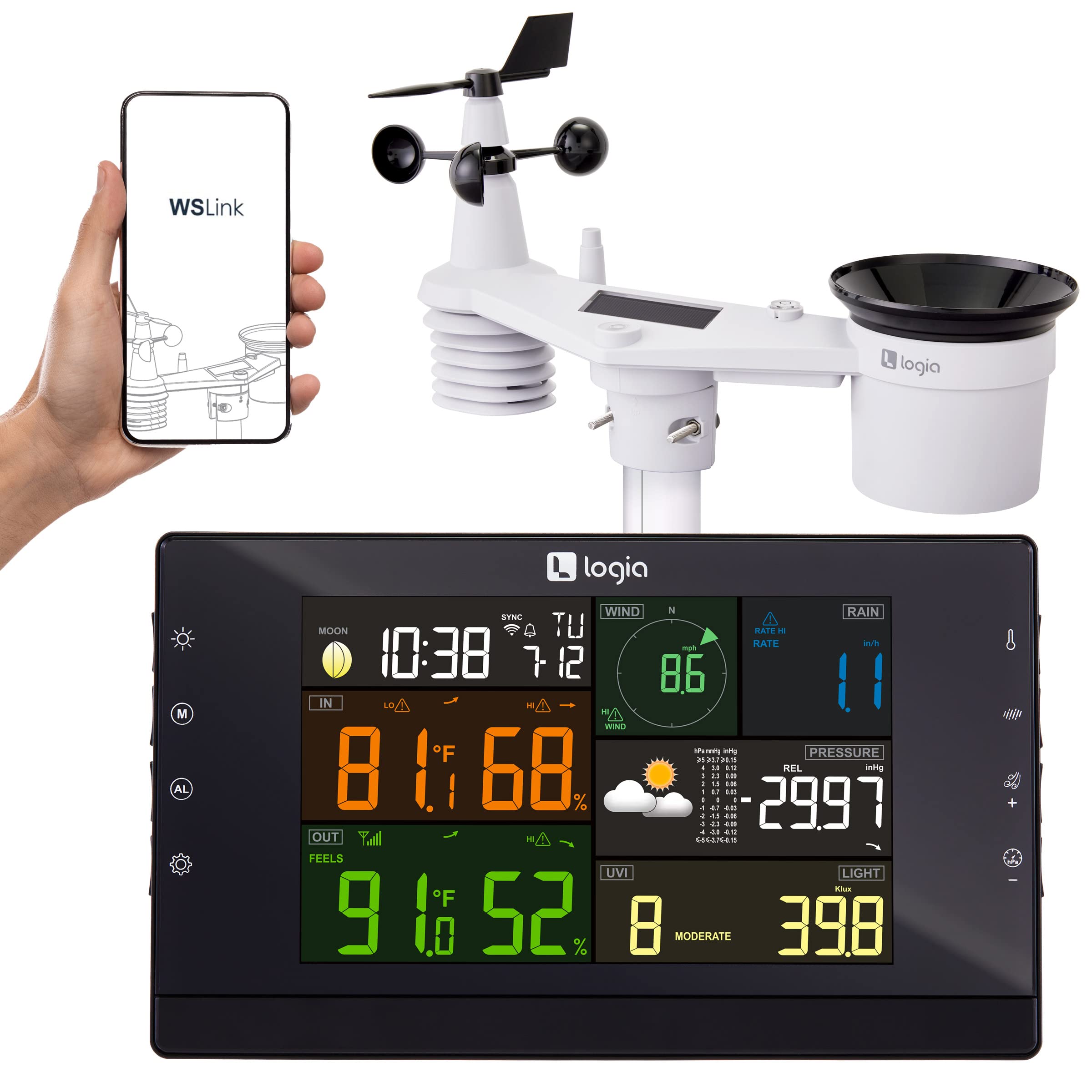 Logia 7-in-1 WiFi Indoor/Outdoor Weather Station w/Solar