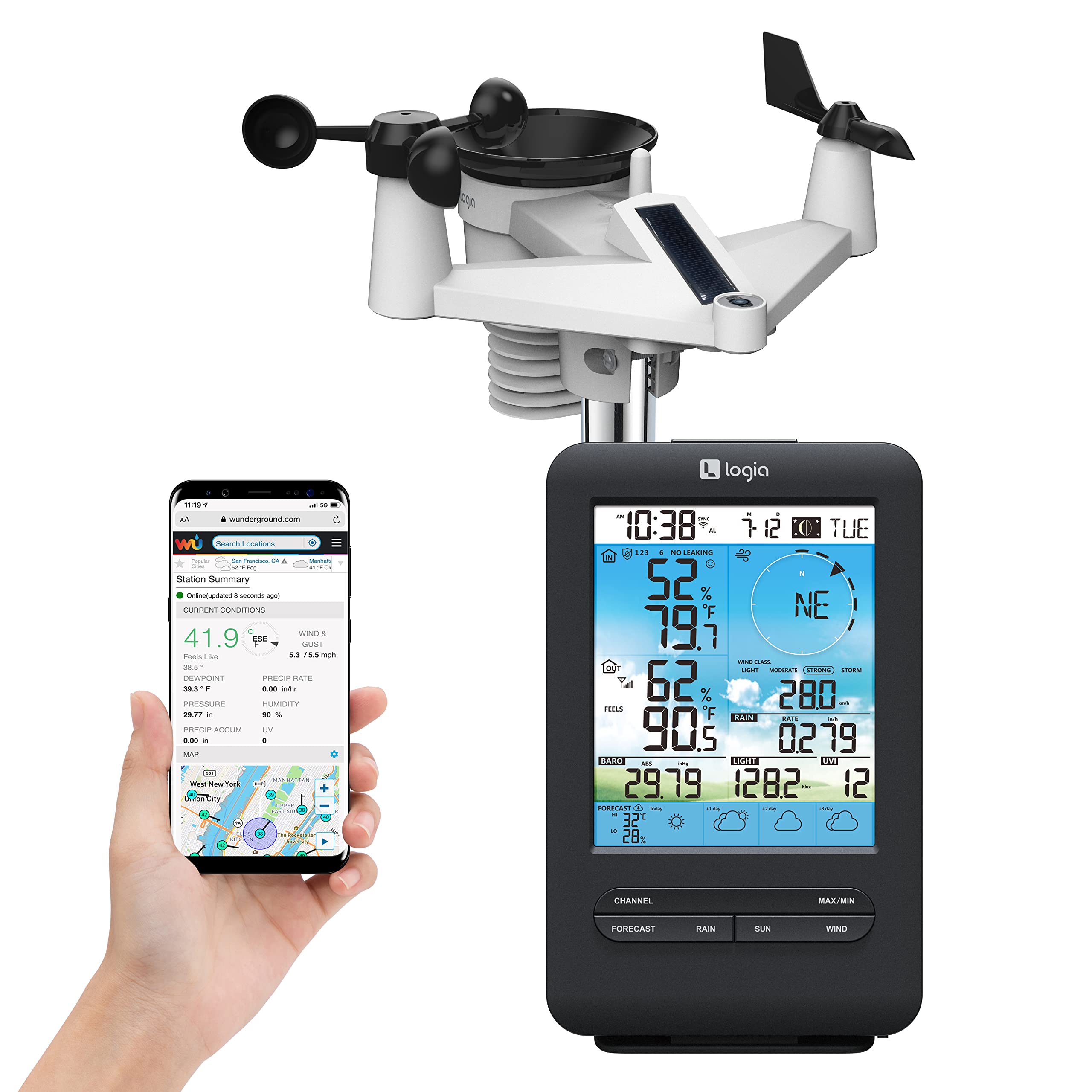 Logia 7-in-1 Wireless Weather Station w/4-Day Forecast