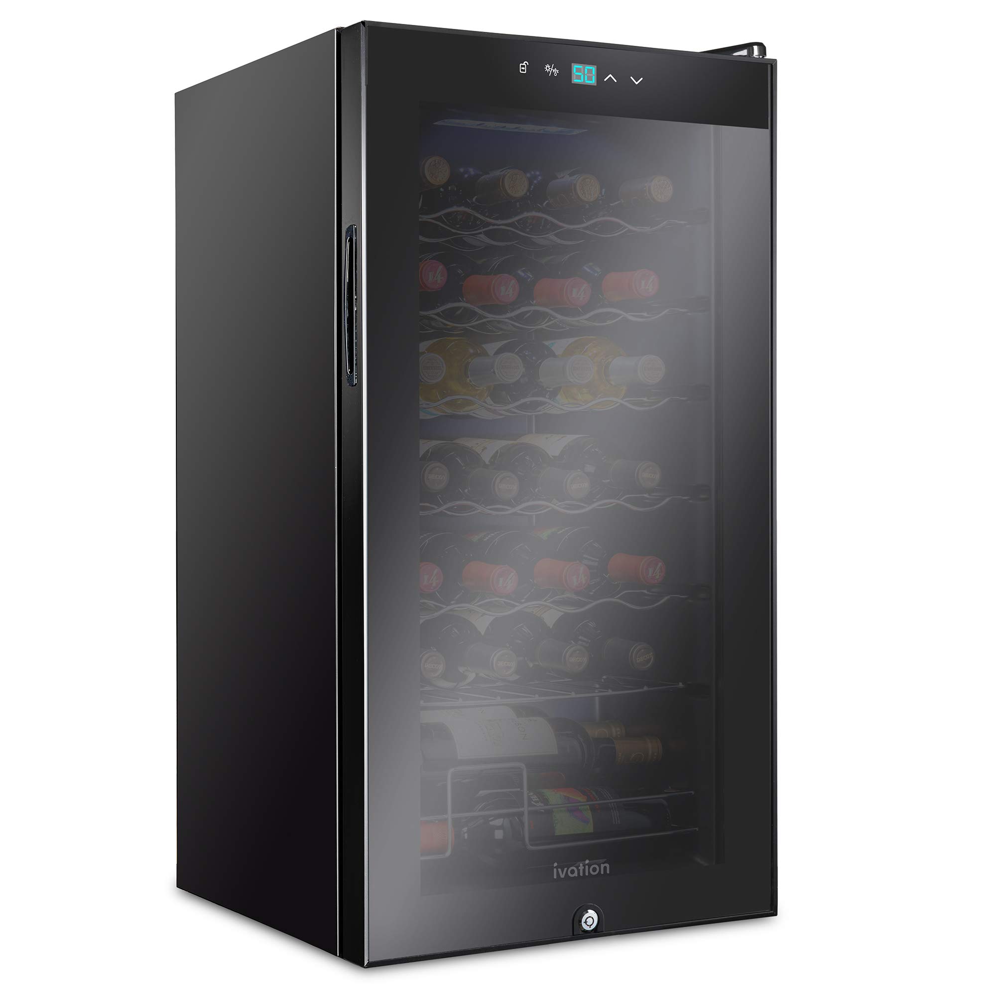 Ivation 28-Bottle Freestanding Wine Cooler with Lock