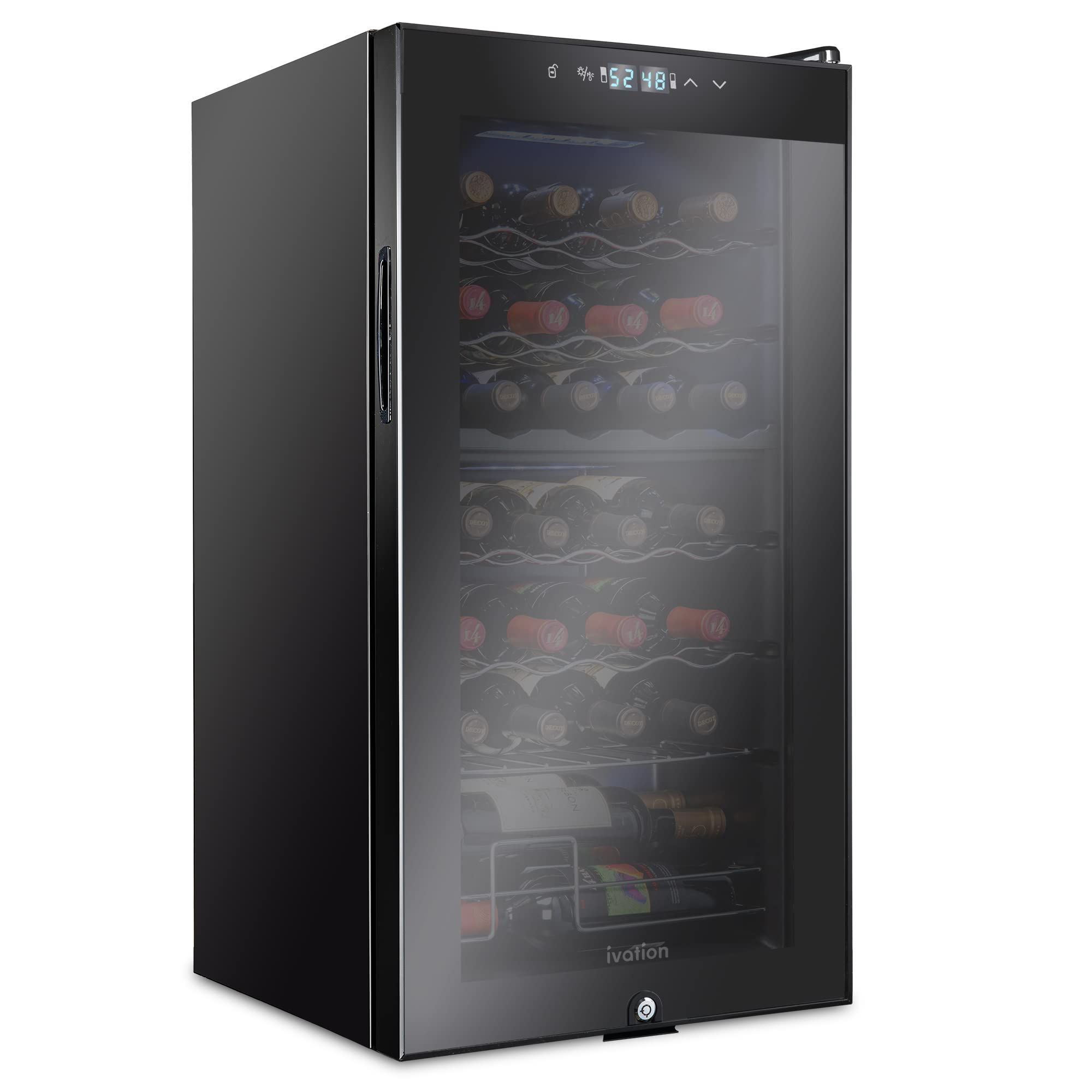 Ivation 28-Bottle Dual Zone Freestanding Wine Cooler w/Lock