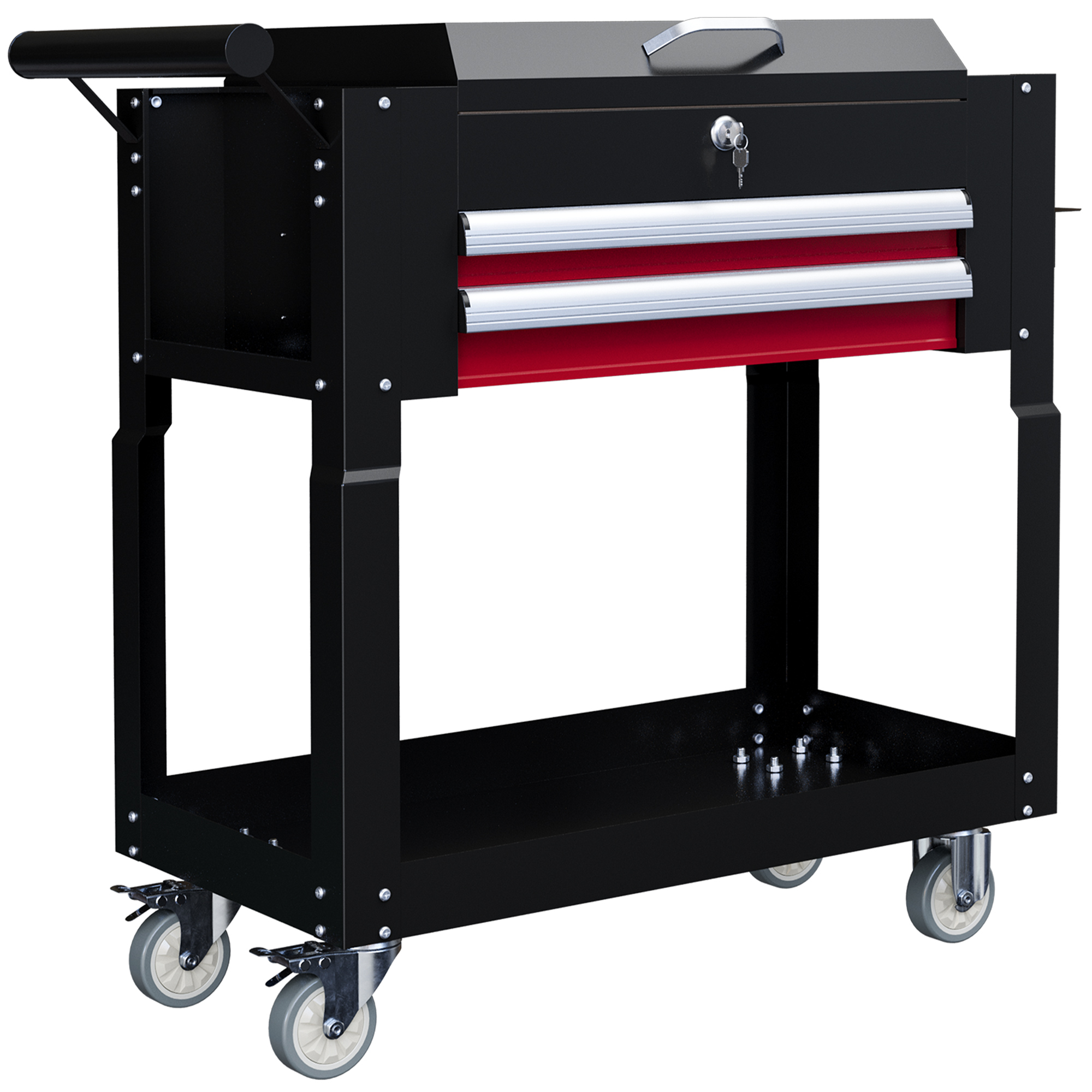 Rolling Tool Cart Lockable Tool Chest with Flip Top Drawers