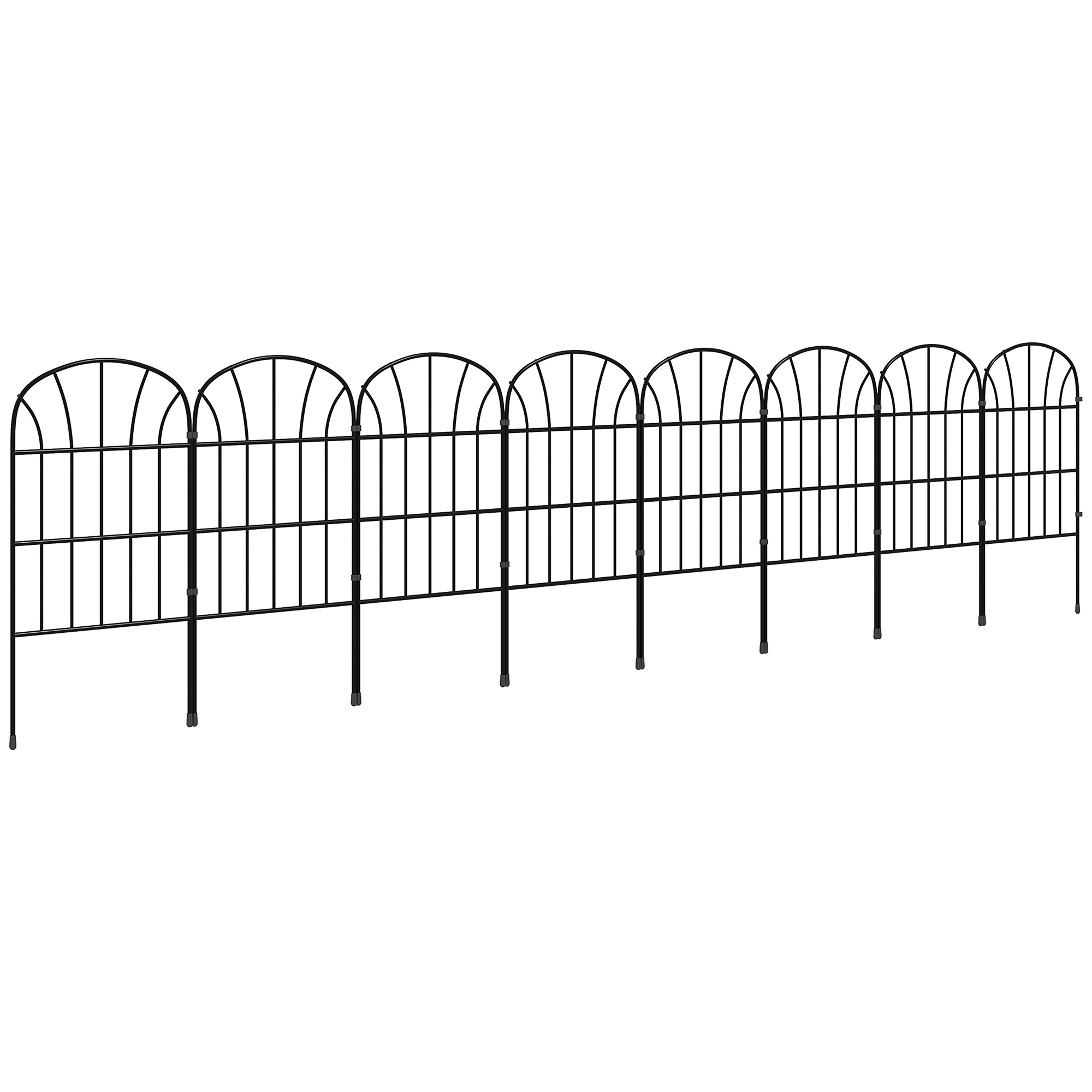 8 Panels Decorative Garden Fence, 8.7' Metal Wire Fencing