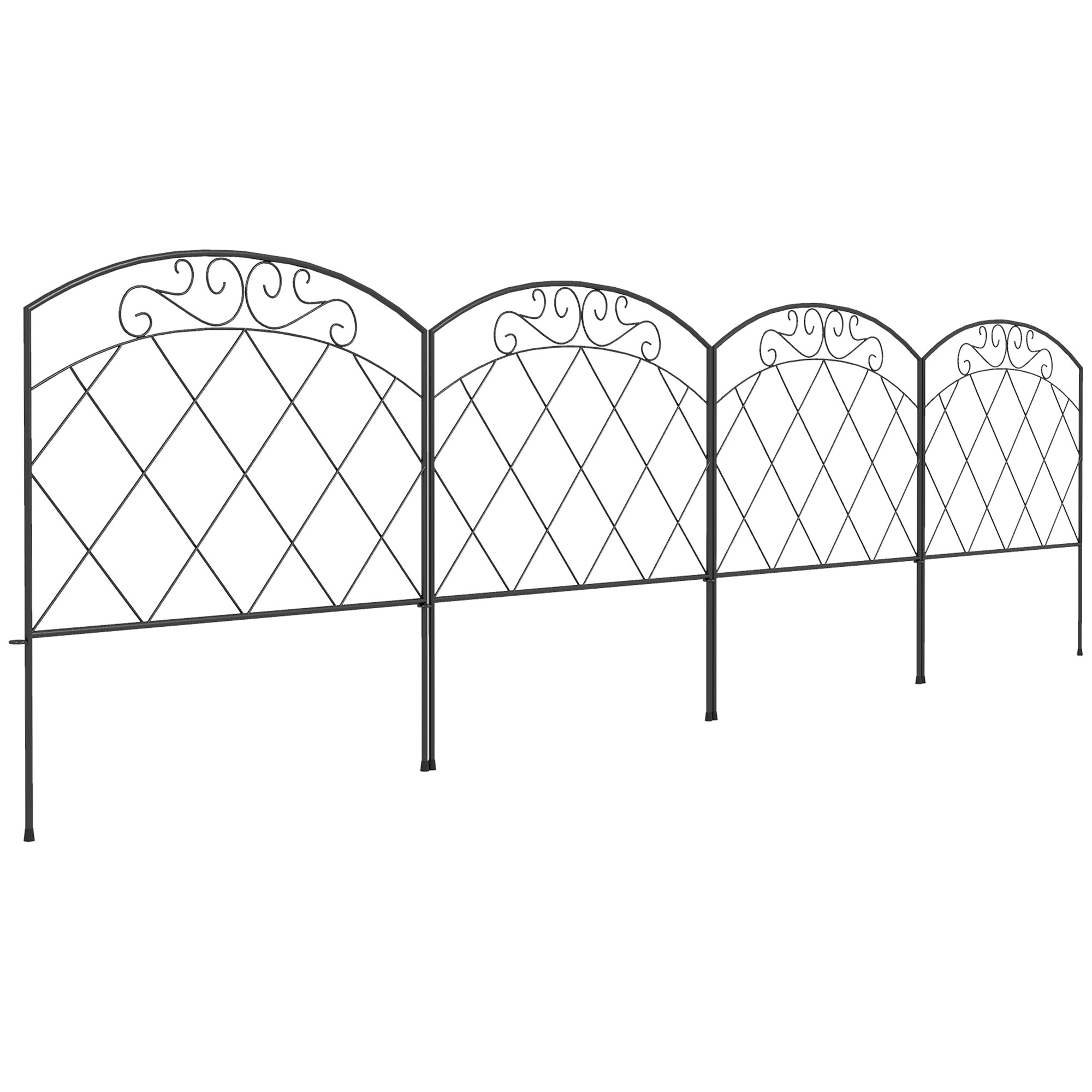 4 Panels Decorative Garden Fence, 8' Metal Wire Fencing