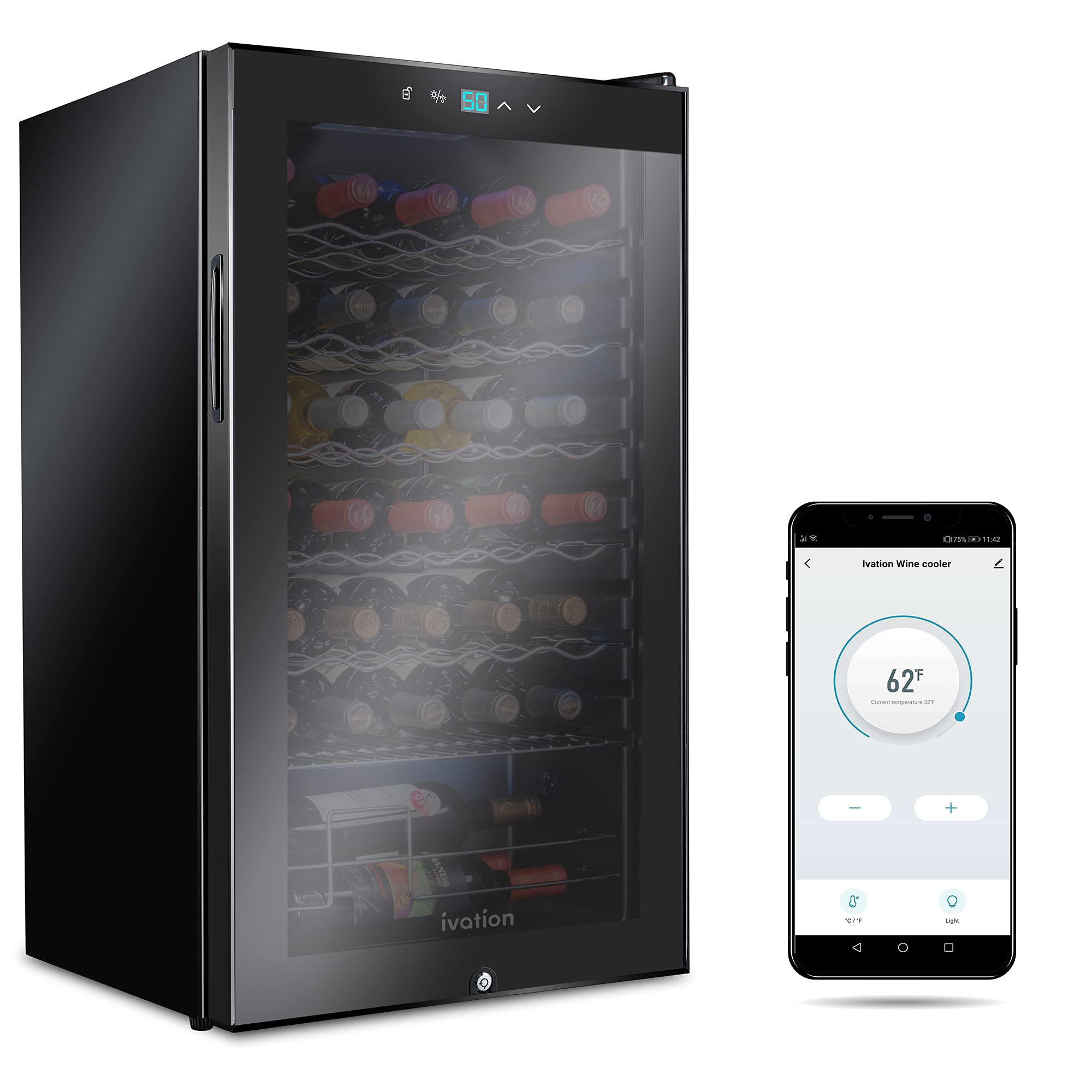 Ivation Freestanding Wine Cooler with Wi-Fi App