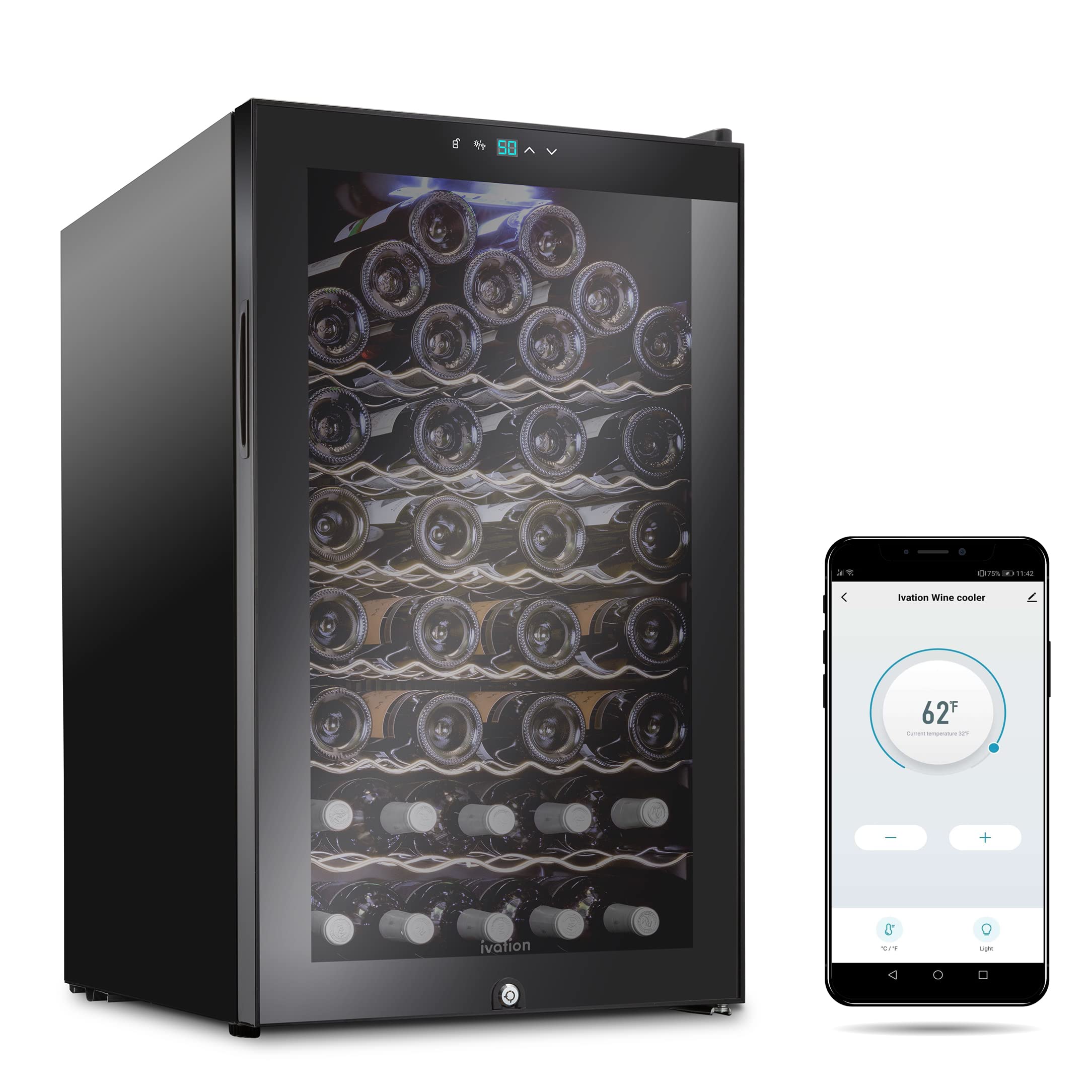 Ivation Freestanding Wine Cooler with Wi-Fi App