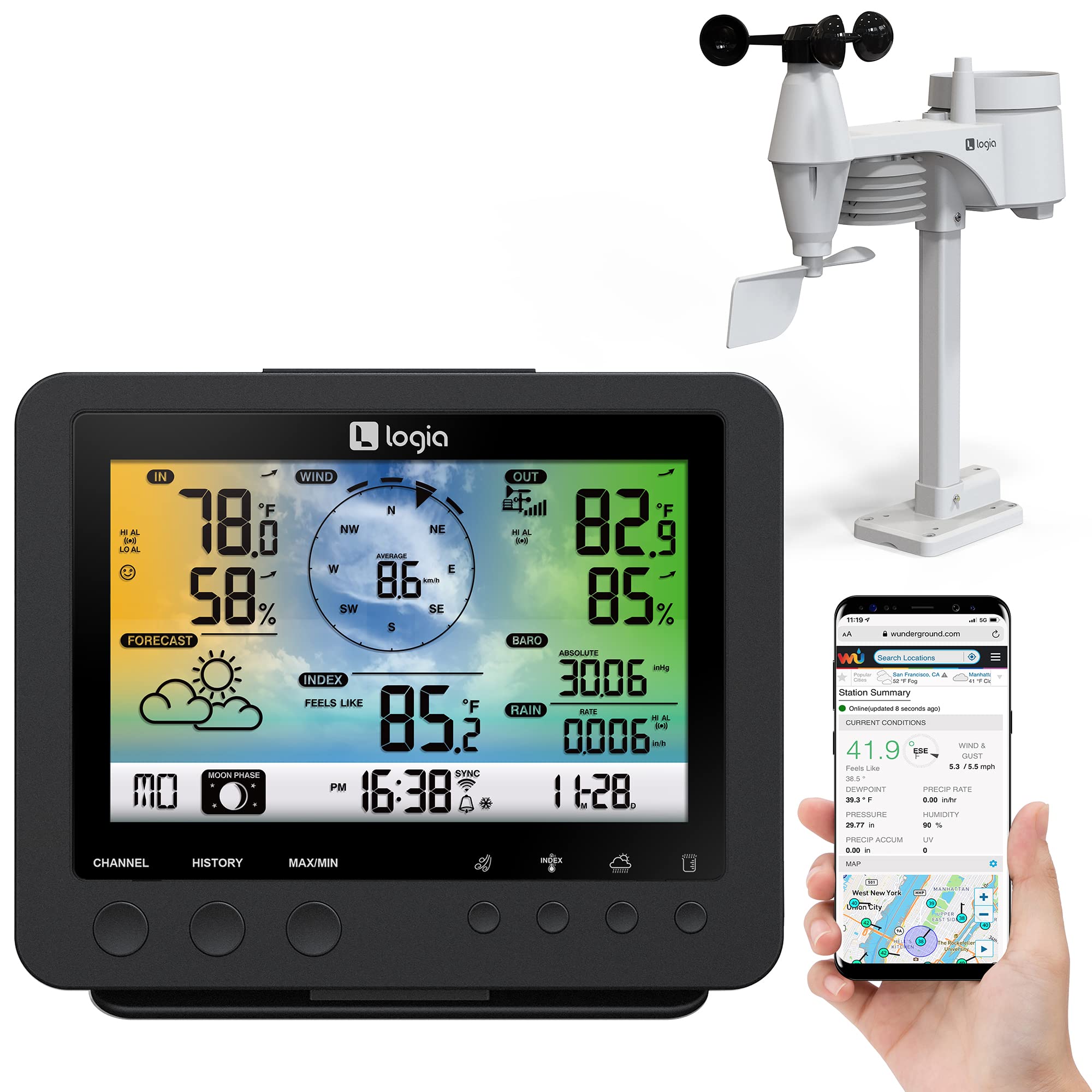 Logia 5-in-1 WiFi Weather Station w/Forecast Data & More