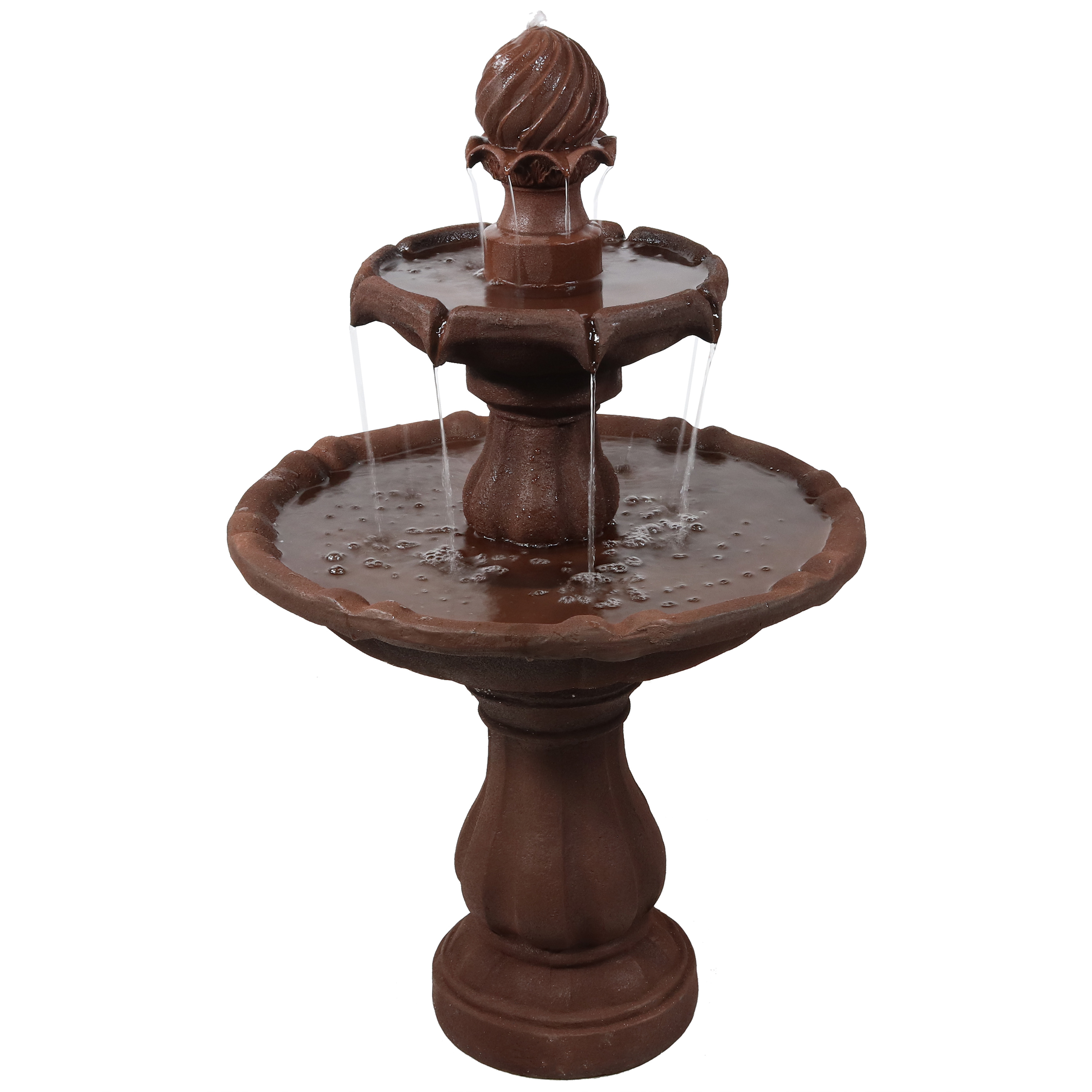 Outdoor 2-Tier Solar Water Fountain with Battery - Rust