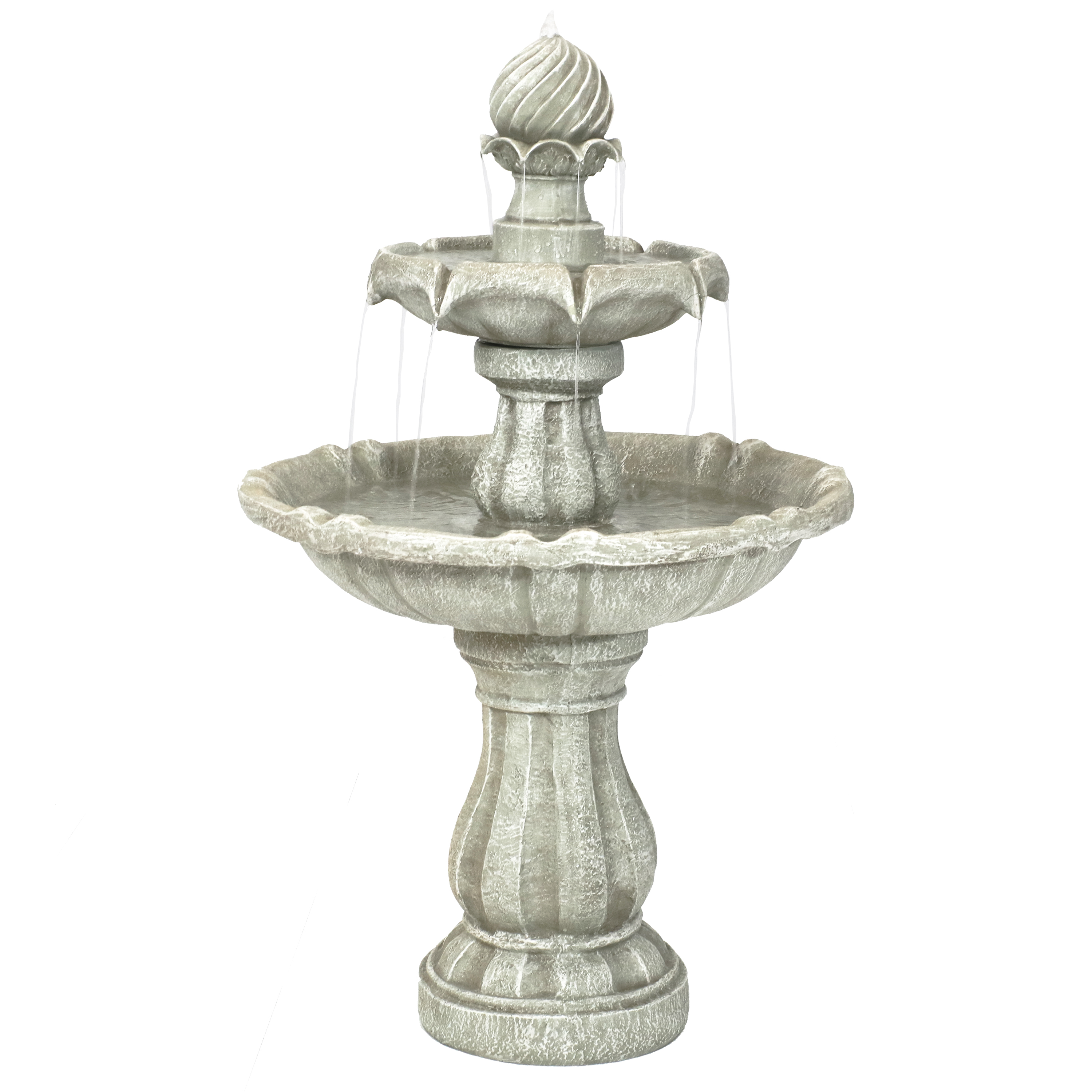 Outdoor 2-Tier Solar Water Fountain with Battery - White