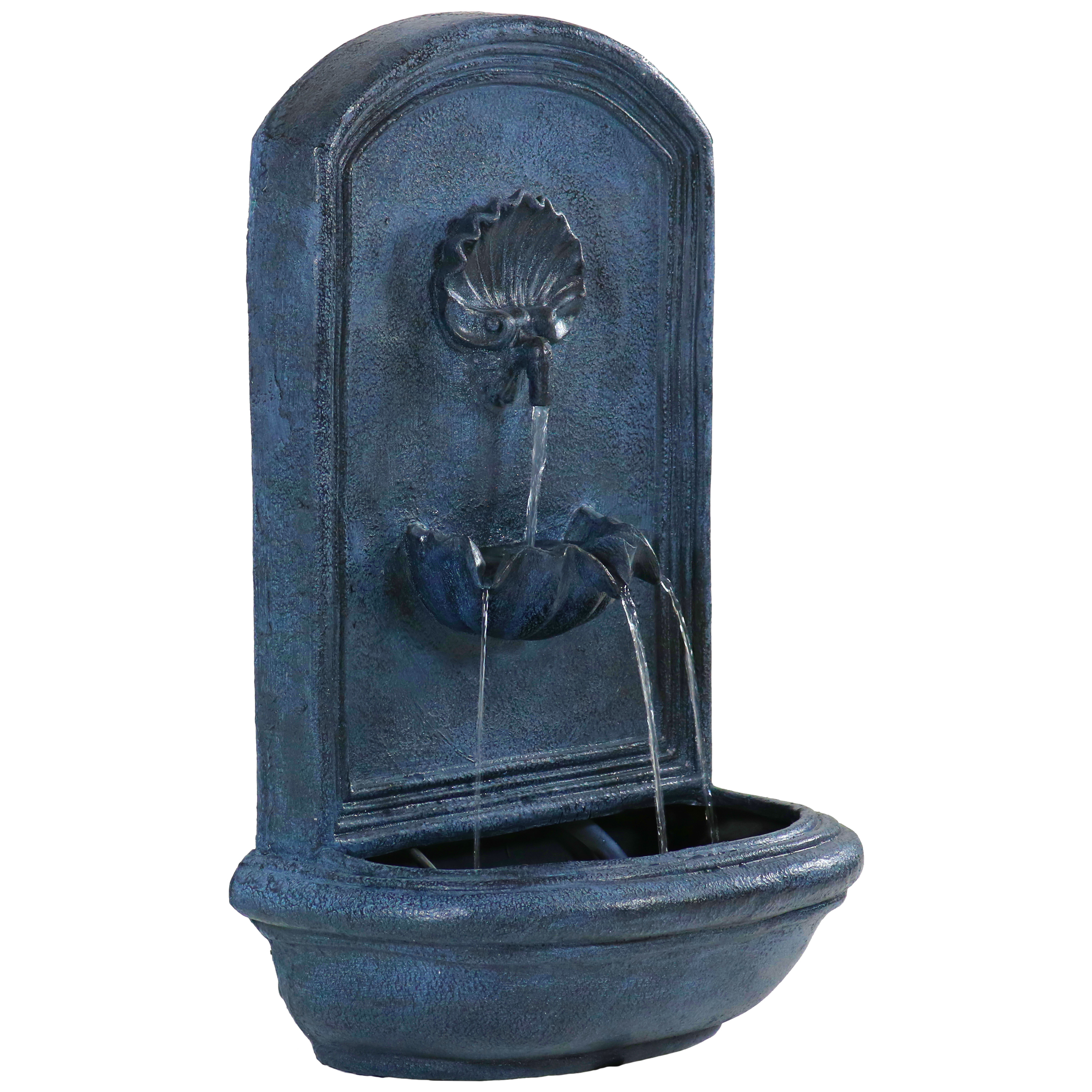 Seaside Outdoor Solar Wall Fountain with Battery - Lead