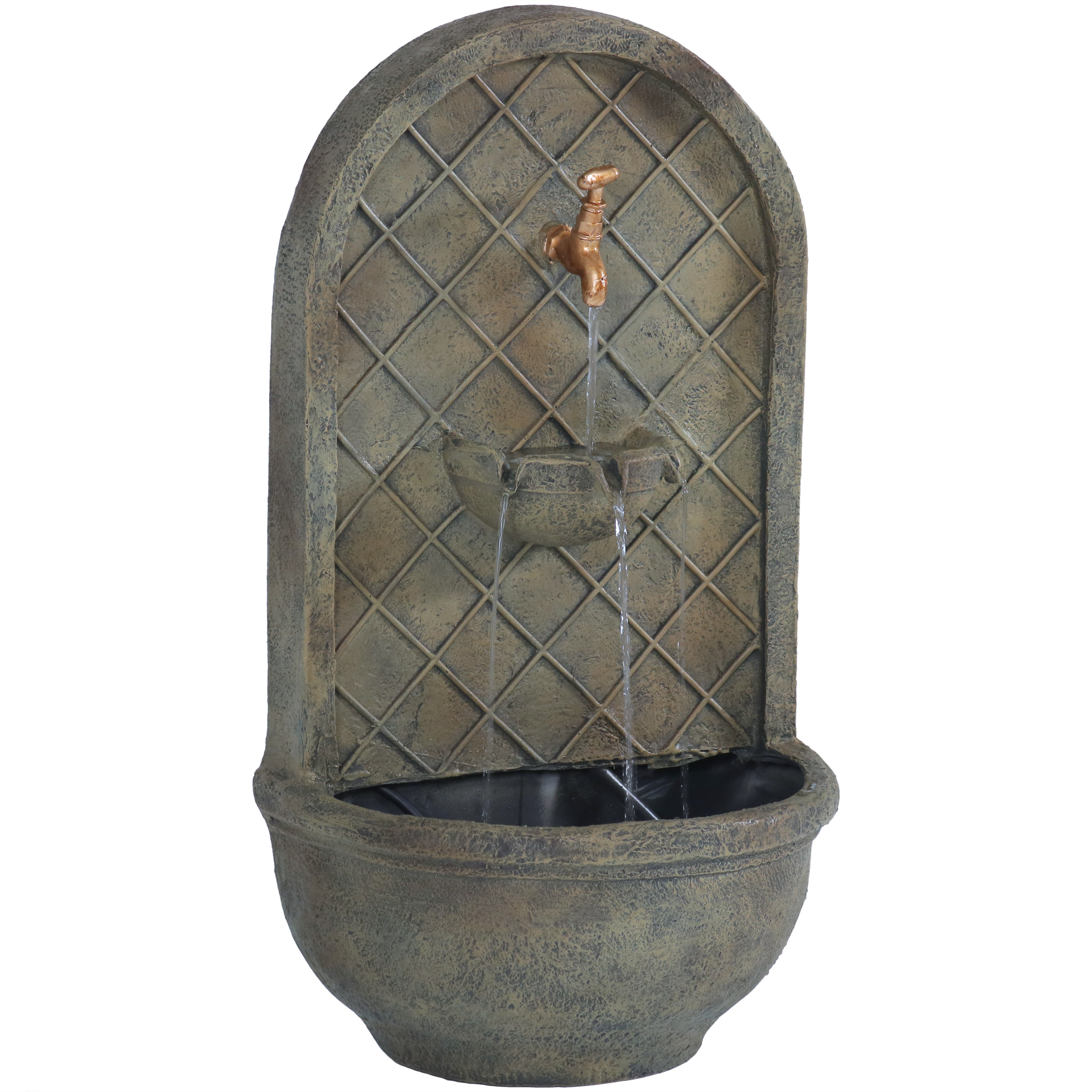 Messina Outdoor Solar Wall Fountain w/ Battery - Florentine