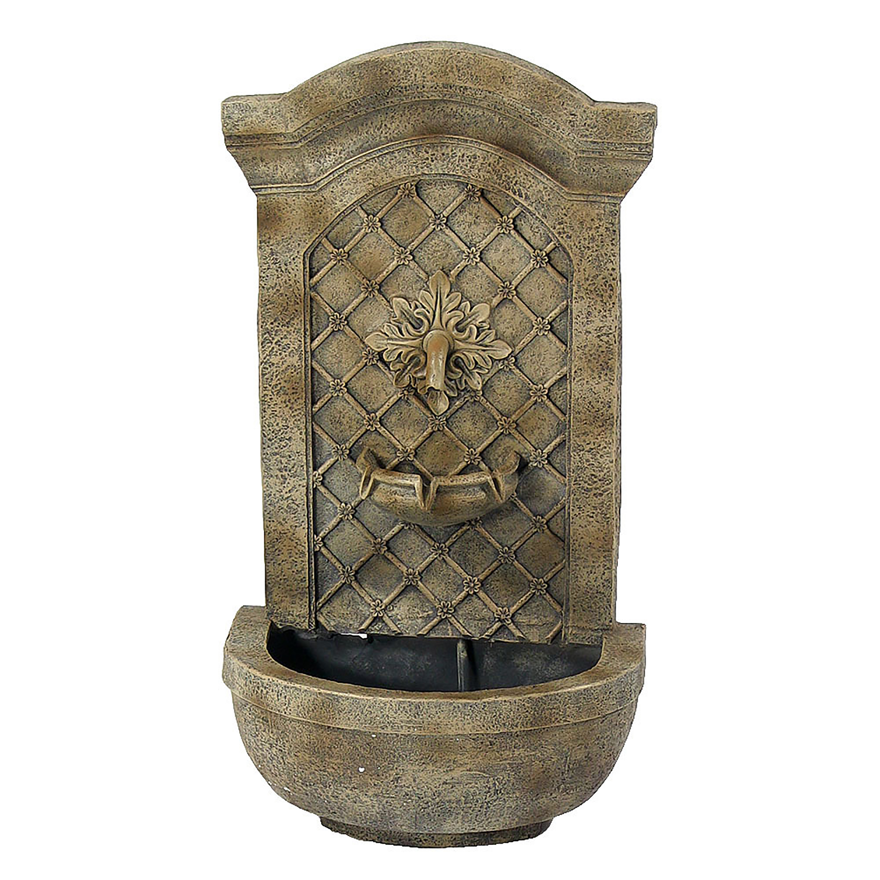 Rosette Leaf Outdoor Wall Fountain - Florentine Stone