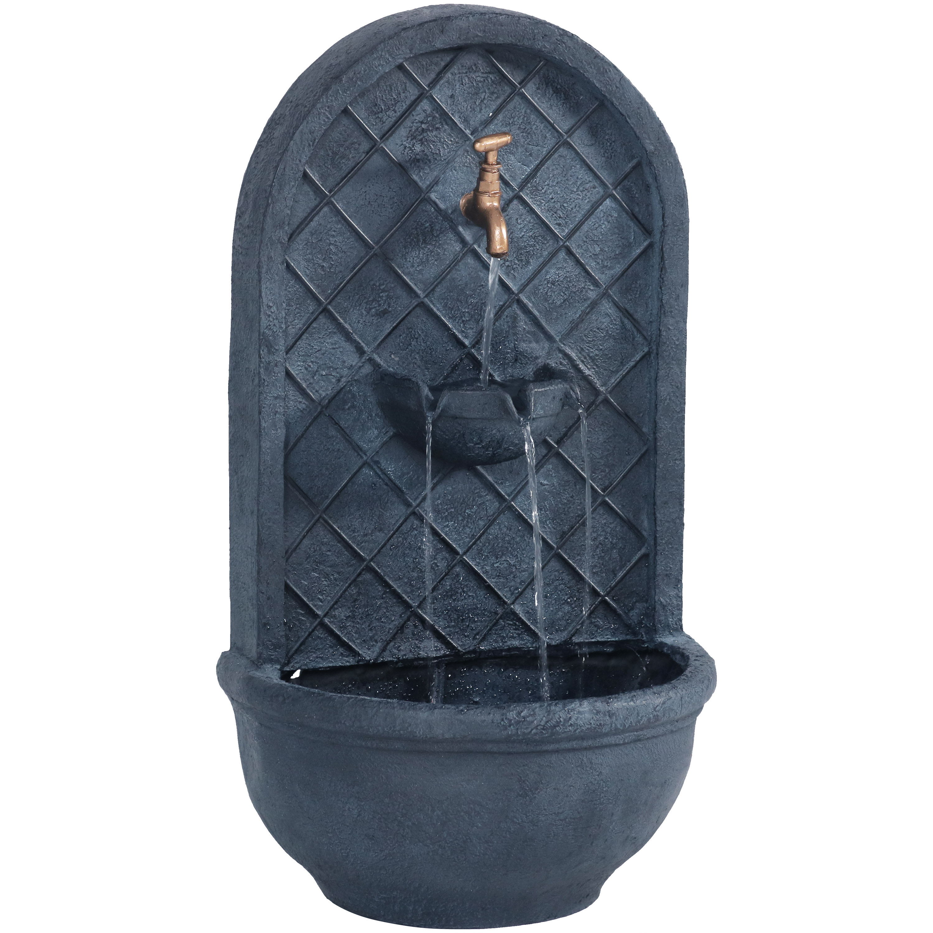 Messina Outdoor Solar Wall Fountain with Battery - Lead