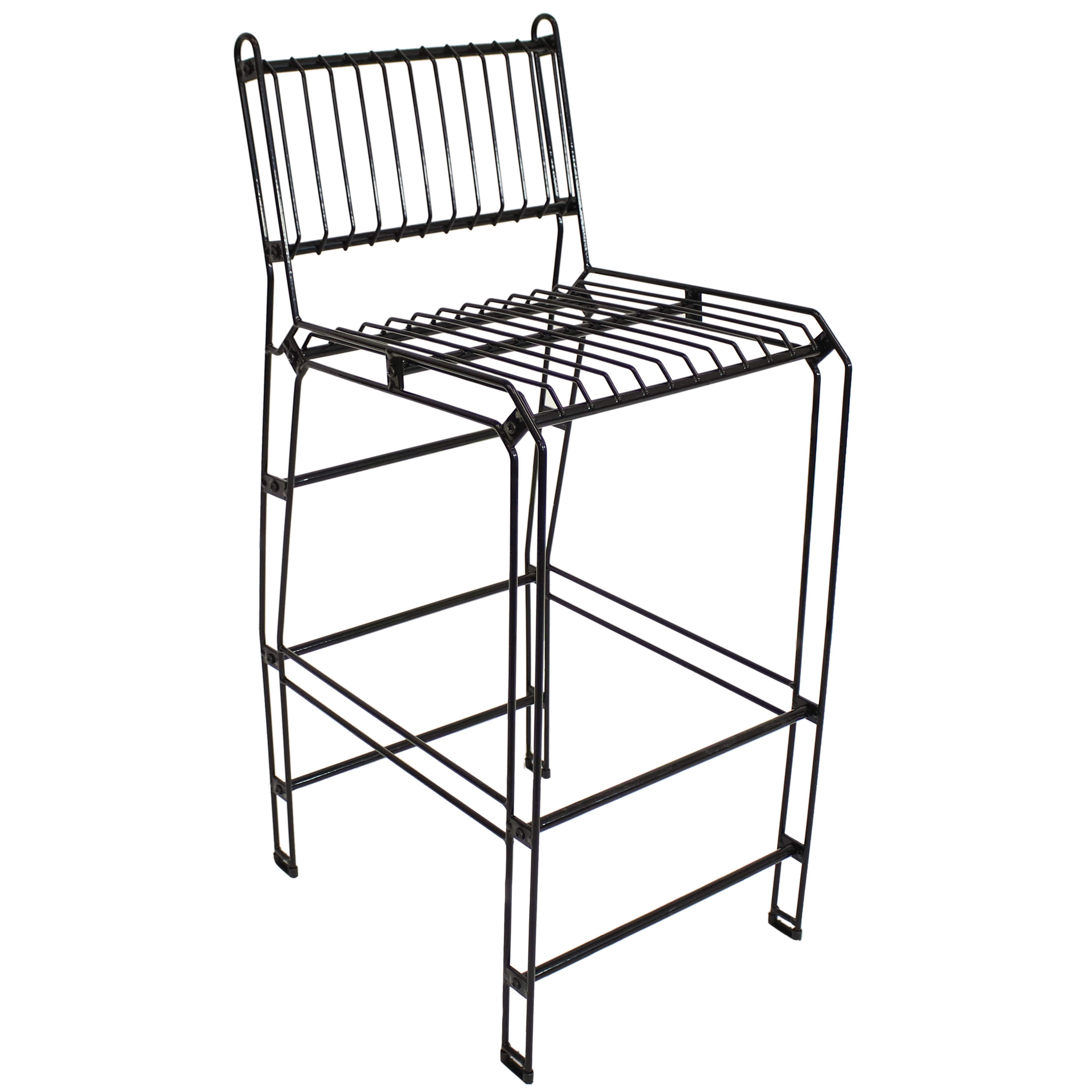 Indoor/Outdoor Steel Wire Bar-Height Chair - Black