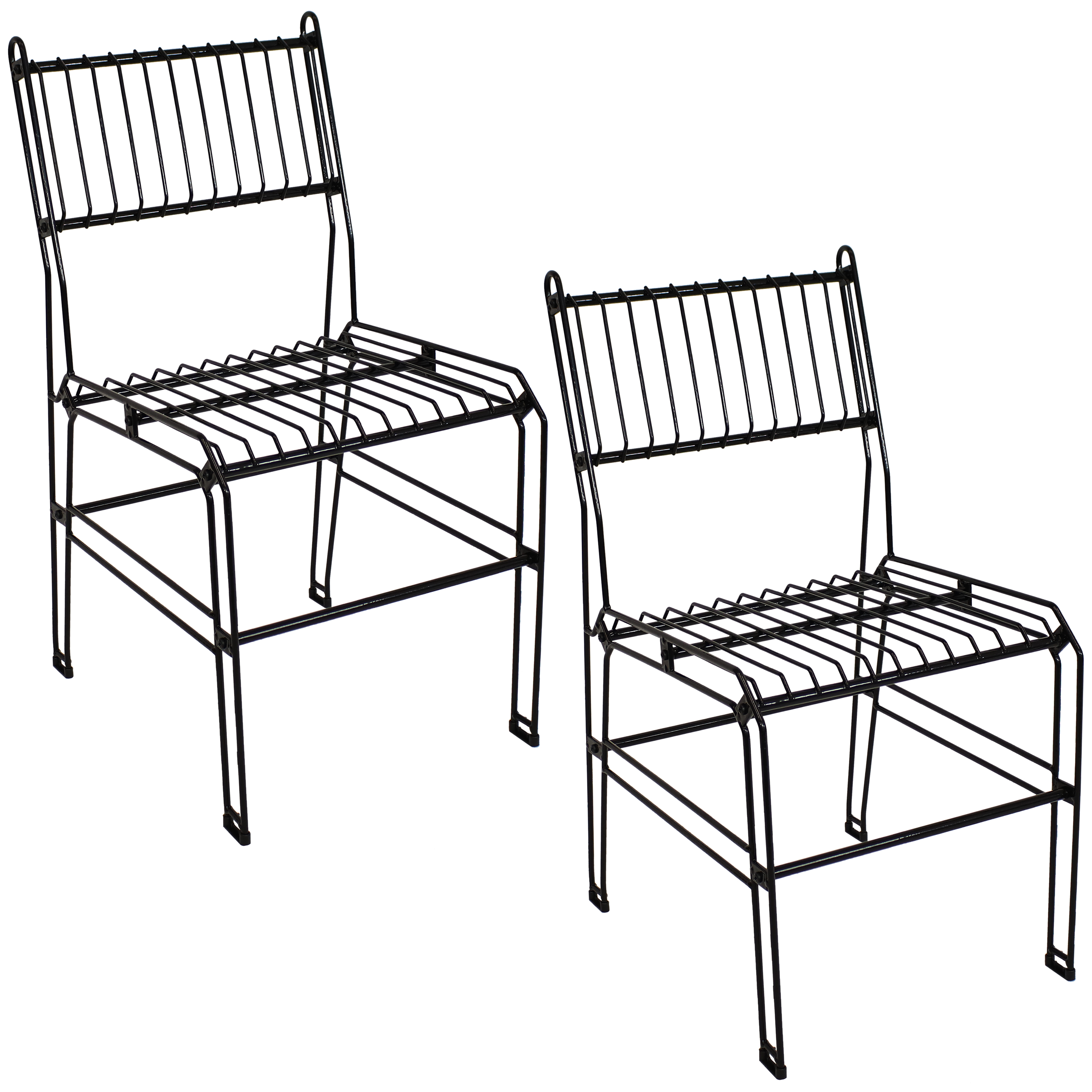 Indoor/Outdoor Steel Wire Dining Chairs - Black - Set of 2