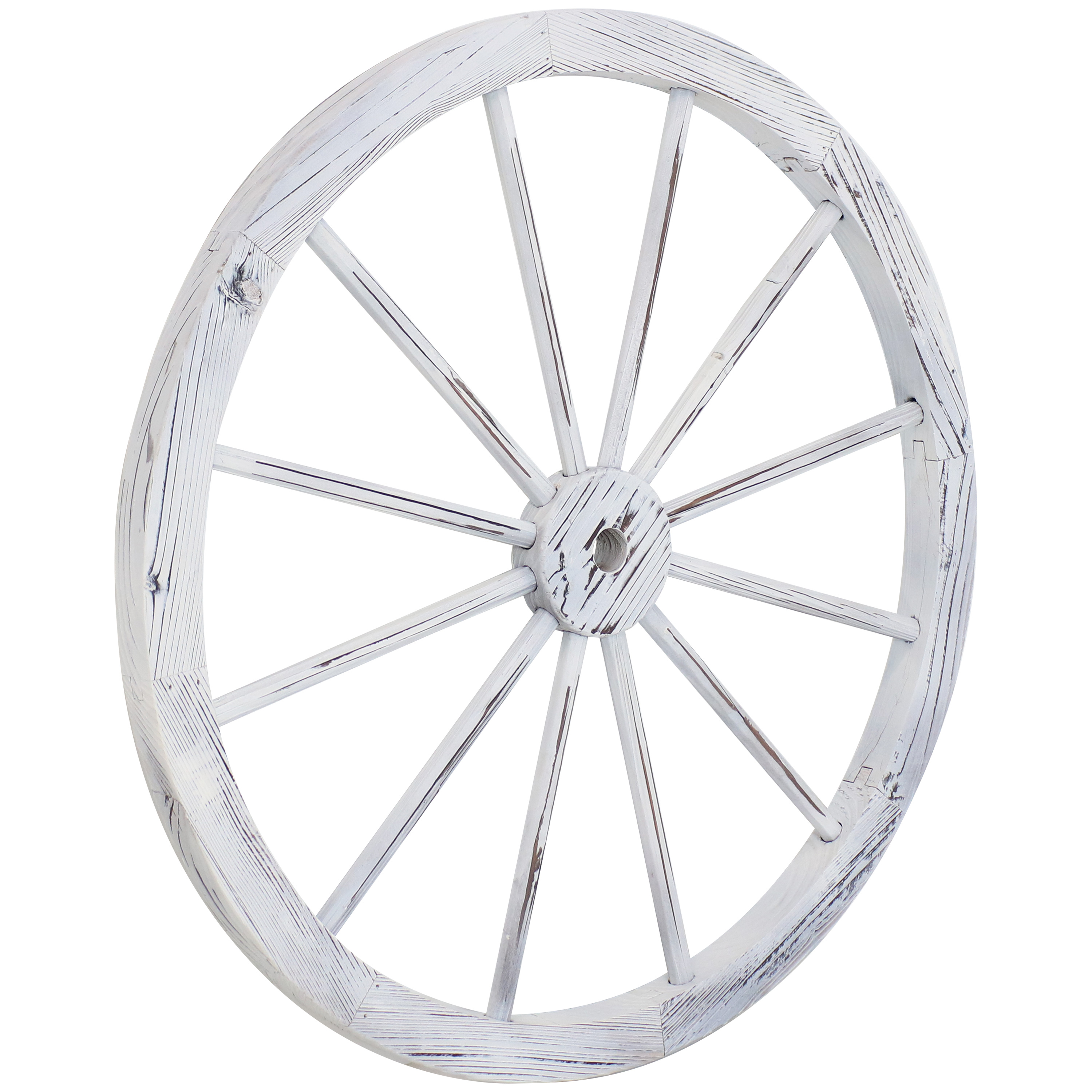 Wagon Wheel Indoor/Outdoor Statue - 29 in - White