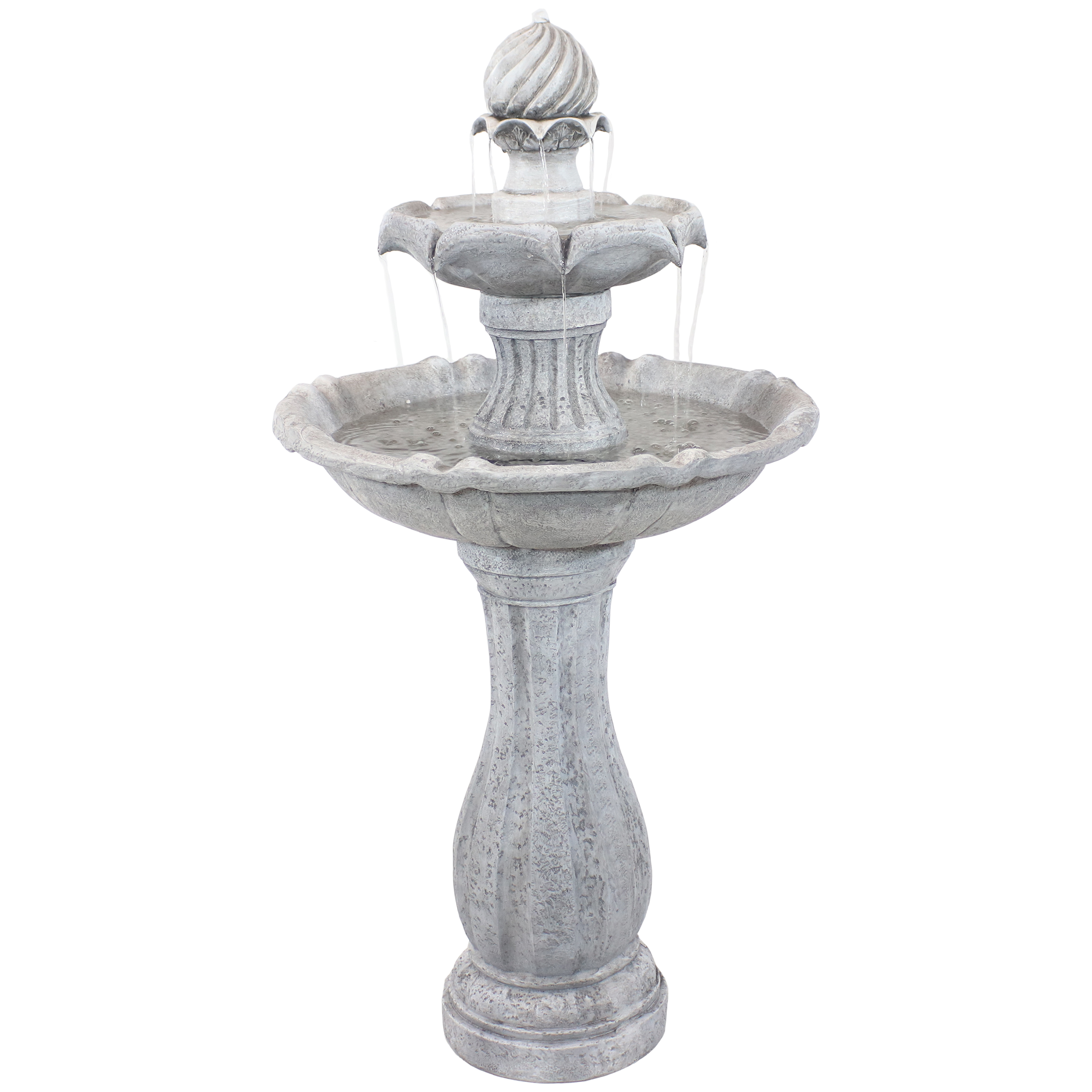 Arcade Outdoor 2-Tier Solar Fountain with Battery - White